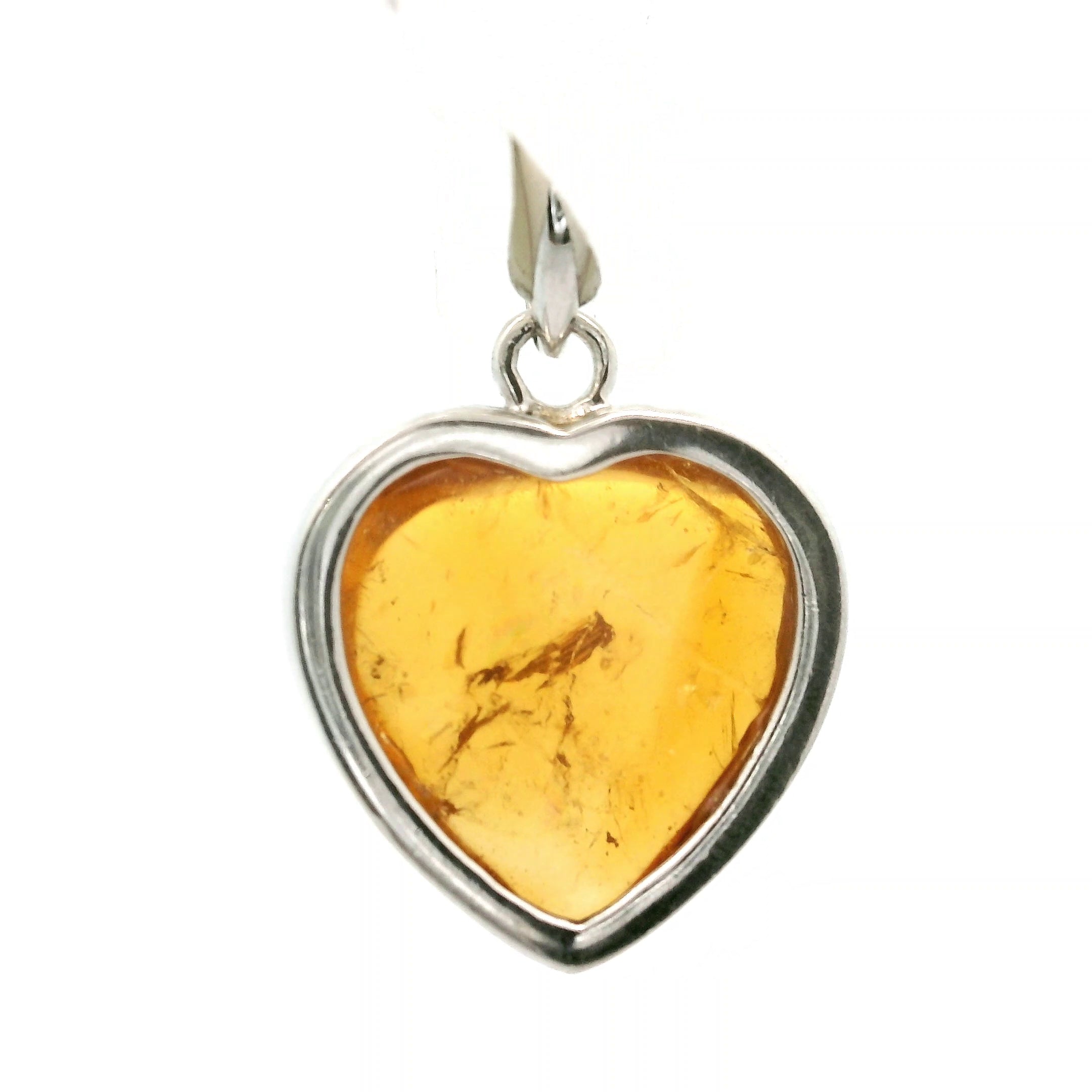 Yellow Tourmaline Heart Pendant .925 Silver for Awareness, Communication and Meditation