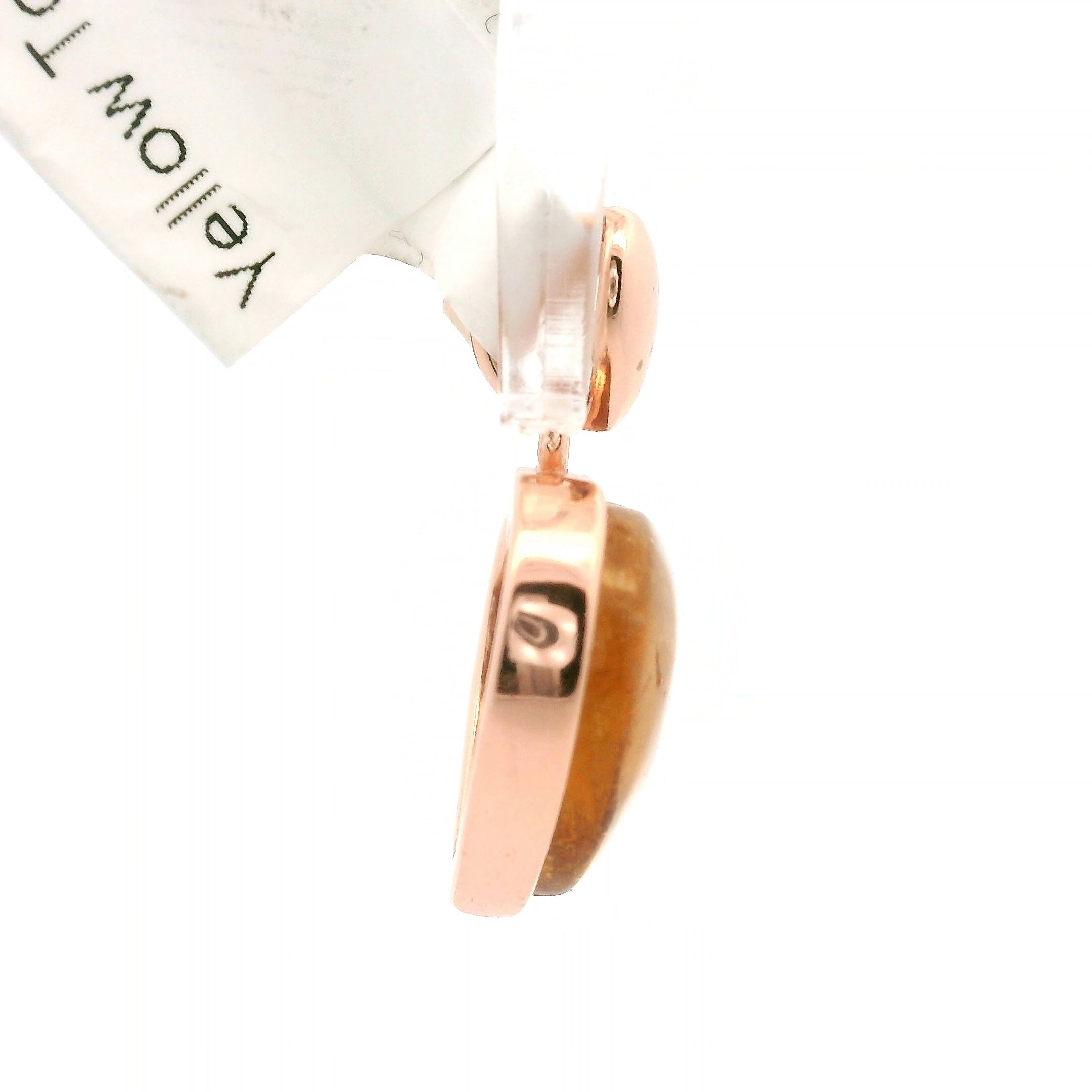 Yellow Tourmaline Heart Pendant Rose Gold Plated .925 Silver for Awareness, Communication and Meditation