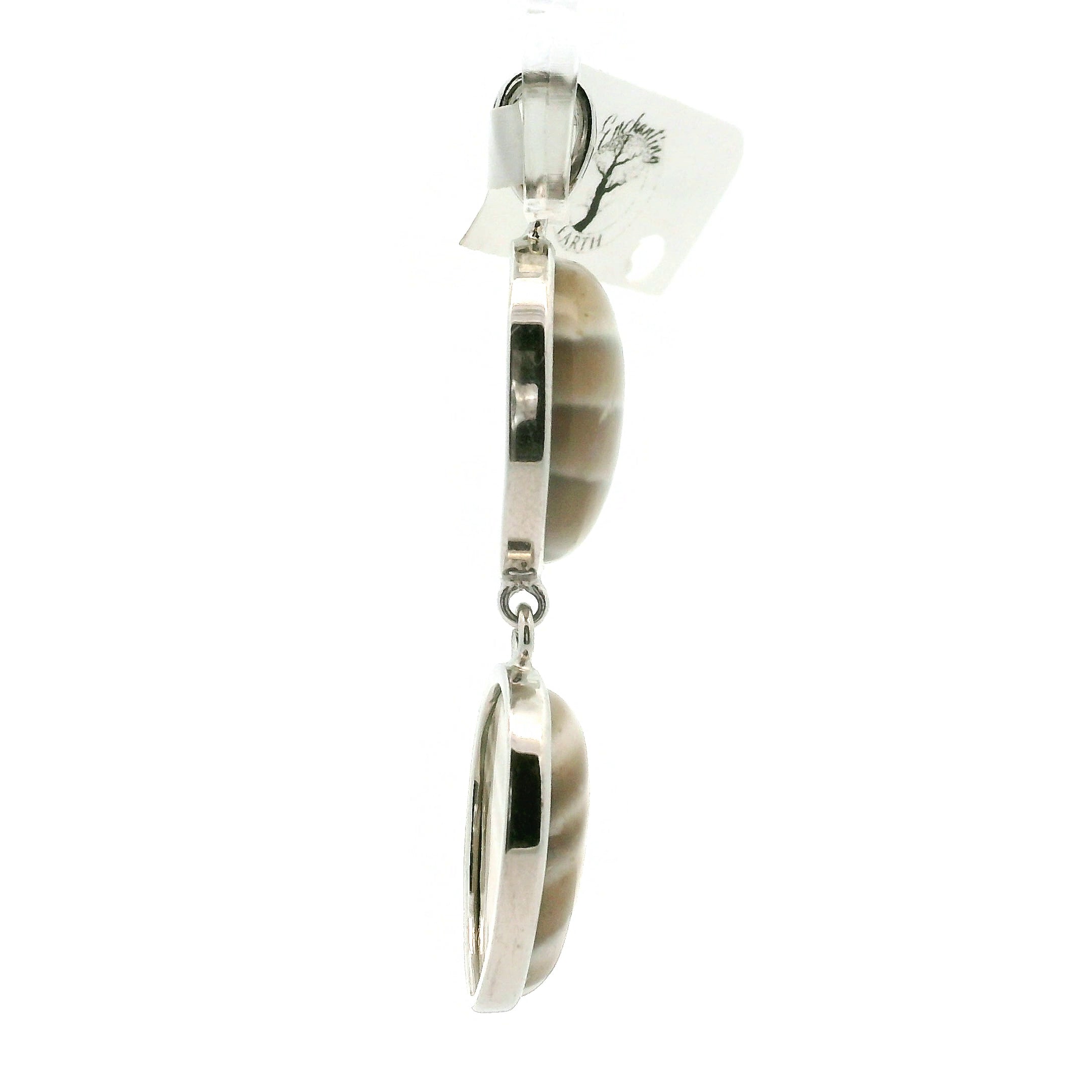 Polish Striped Flint Pendant .925 Silver for Powerful Protection Against Negative Energy