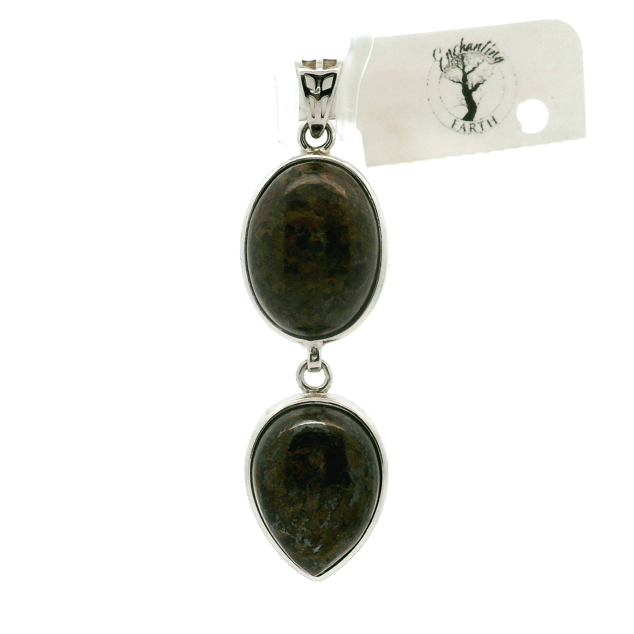 Bronzite Double Pendant .925 Silver for Achieving Success, Manifestation and Justice