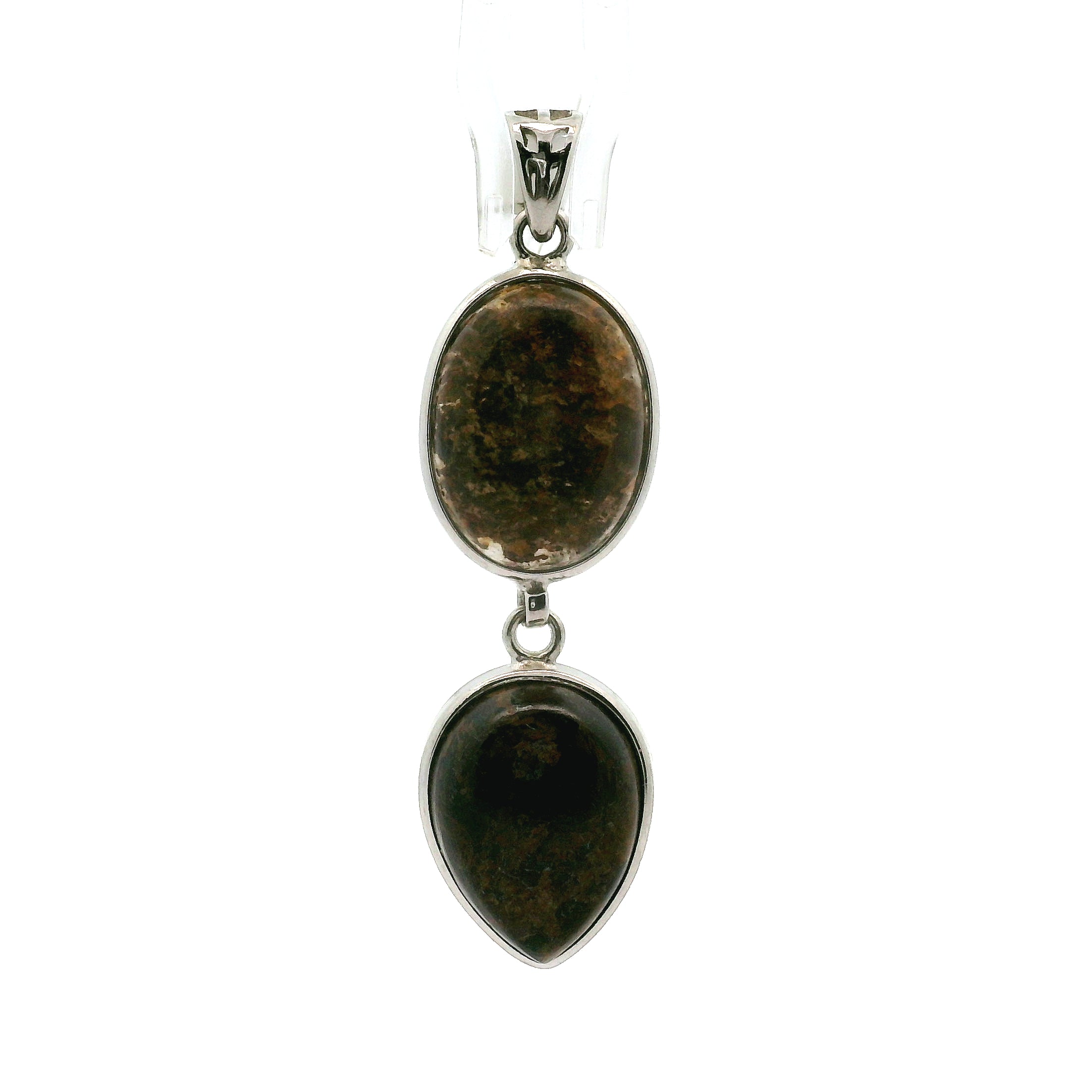 Bronzite Double Pendant .925 Silver for Achieving Success, Manifestation and Justice