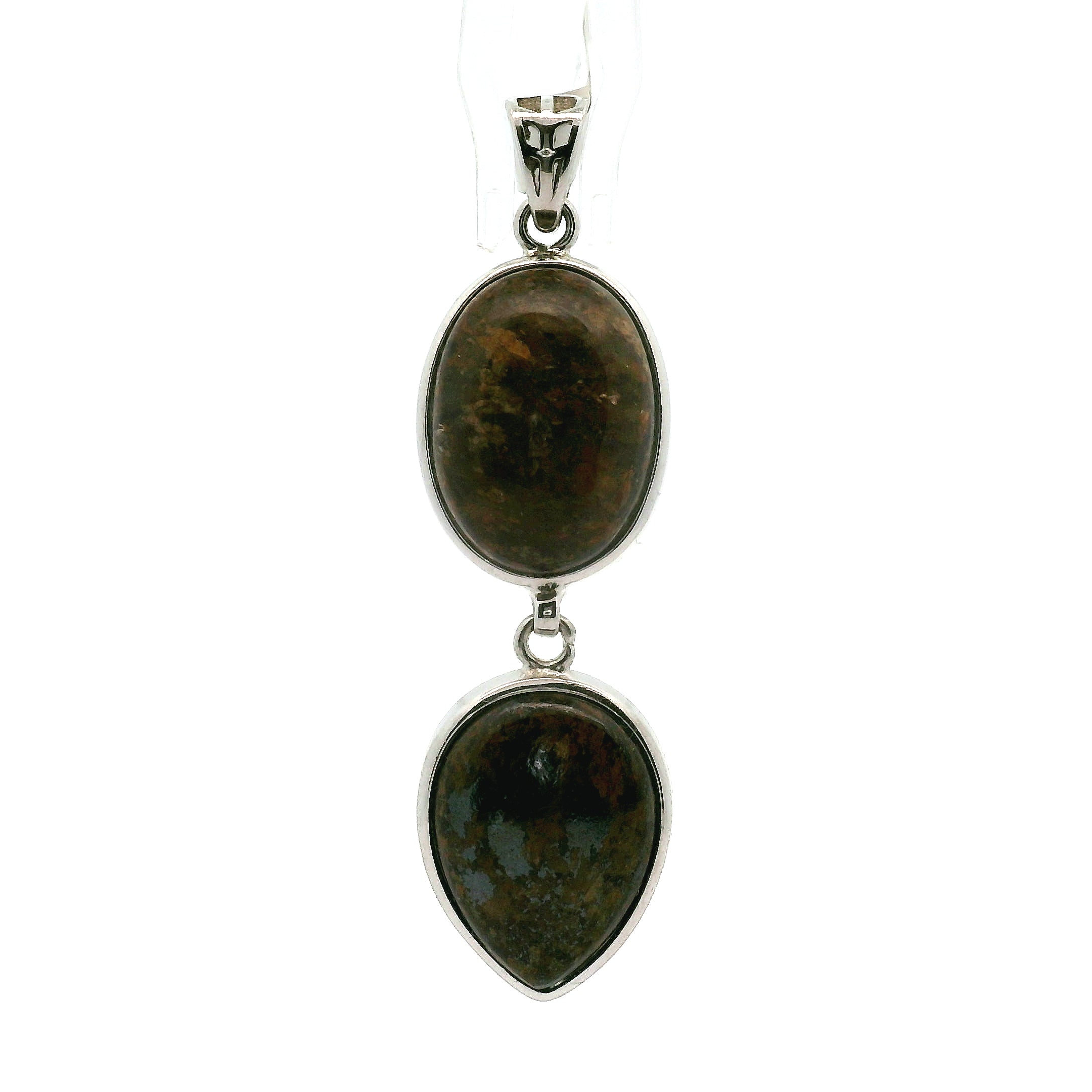 Bronzite Double Pendant .925 Silver for Achieving Success, Manifestation and Justice