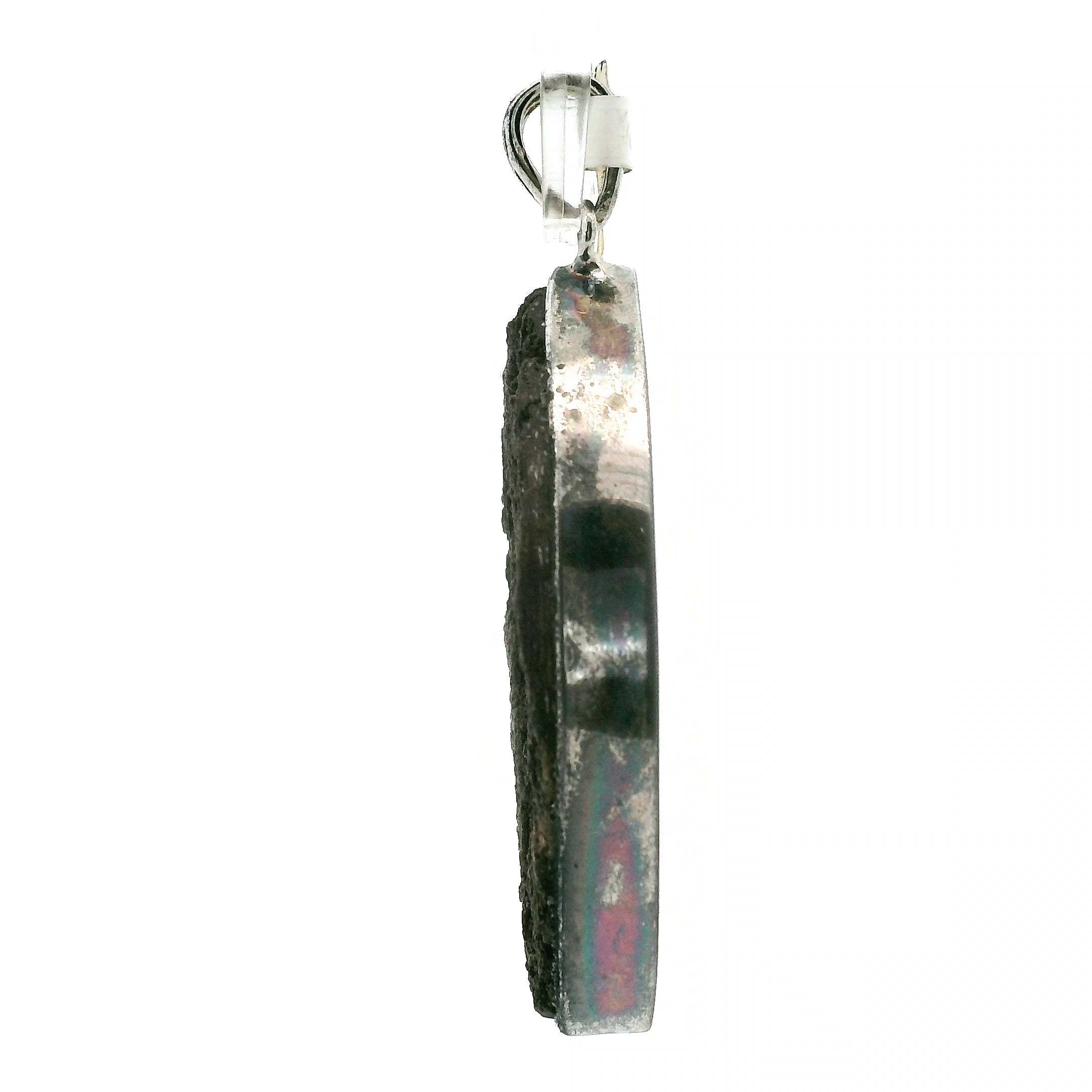 Druzy Petrified Wood Pendant 925 Silver for Ancient Knowledge, Power and Strength