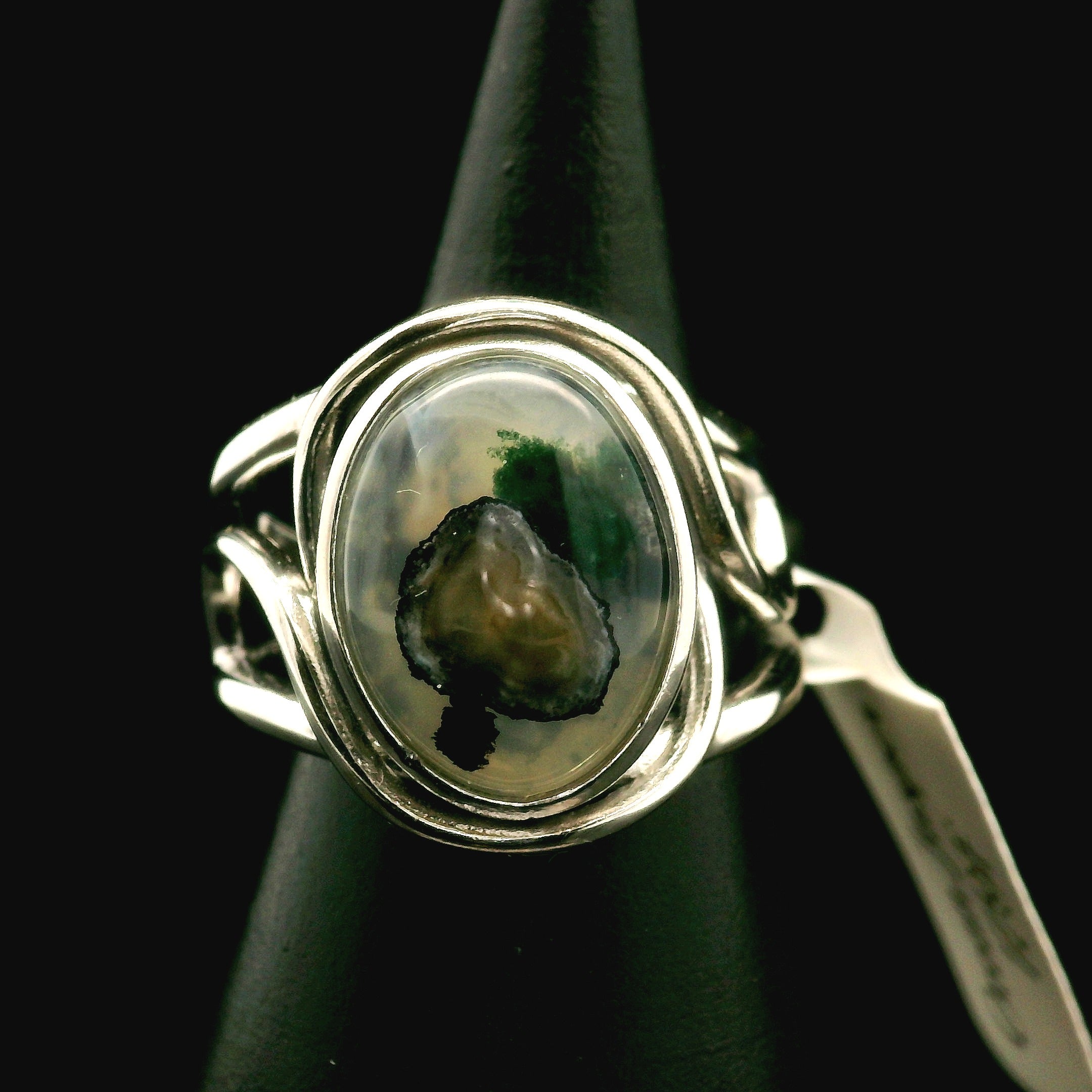Orbicular Jasper Cuff Ring .925 Silver for Joy and Peace