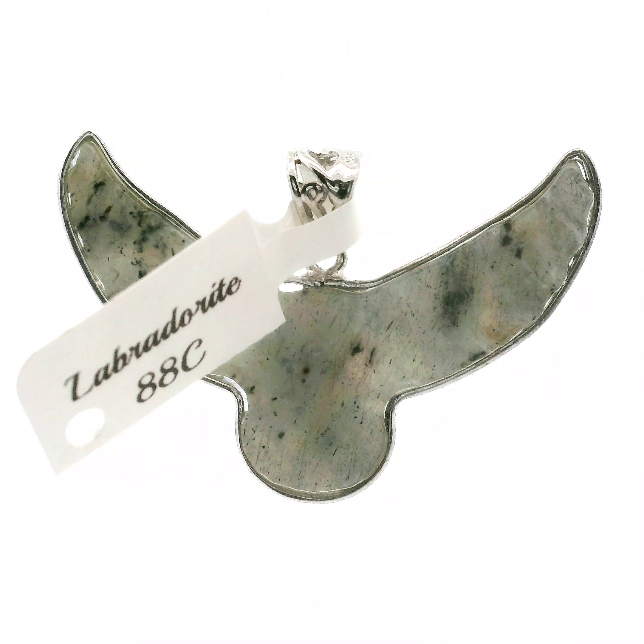 Labradorite Carved Eagle Pendant .925 Silver for Wisdom and Transforming your Life