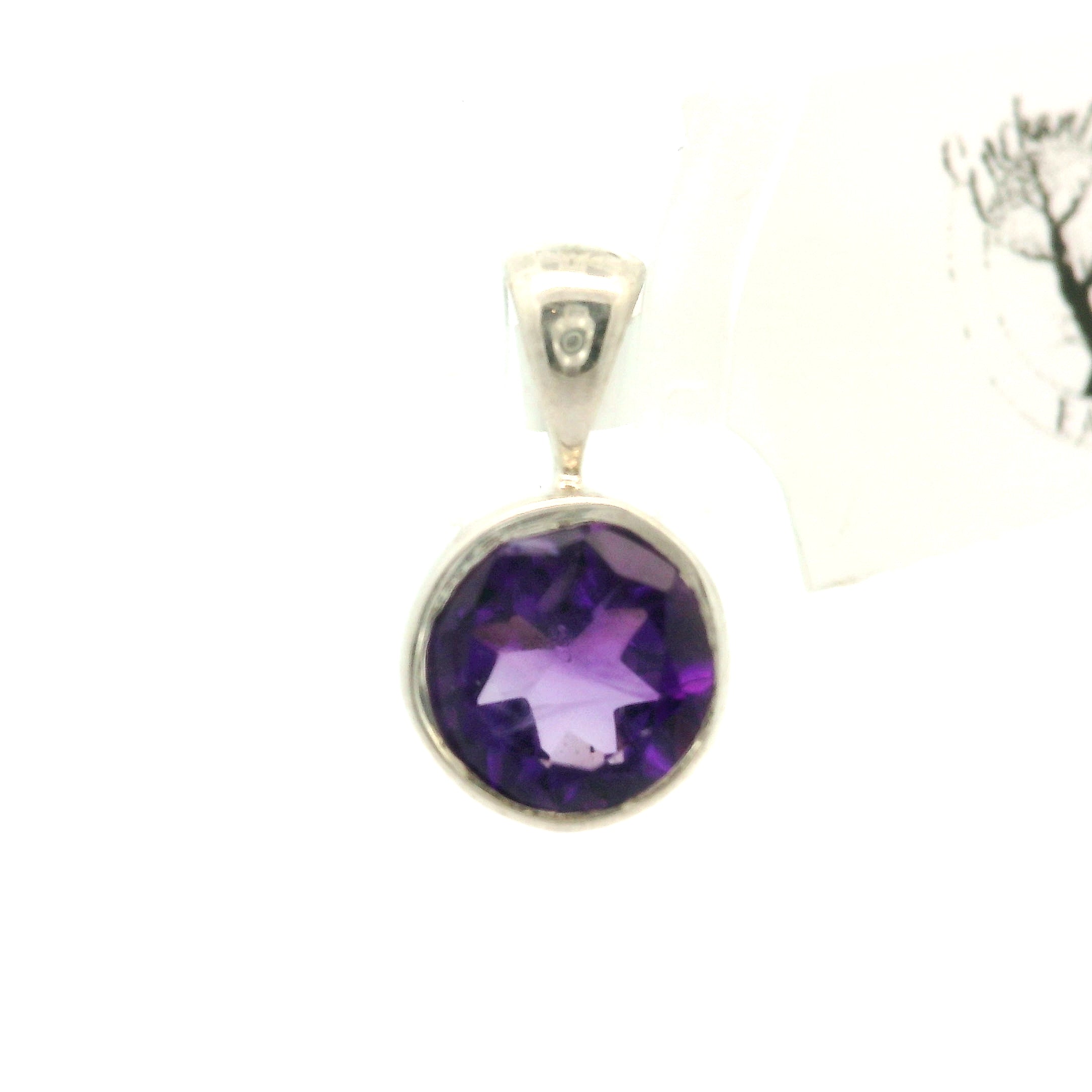 Amethyst Mini Pendant .925 Silver for Intuition and Energetic Purification