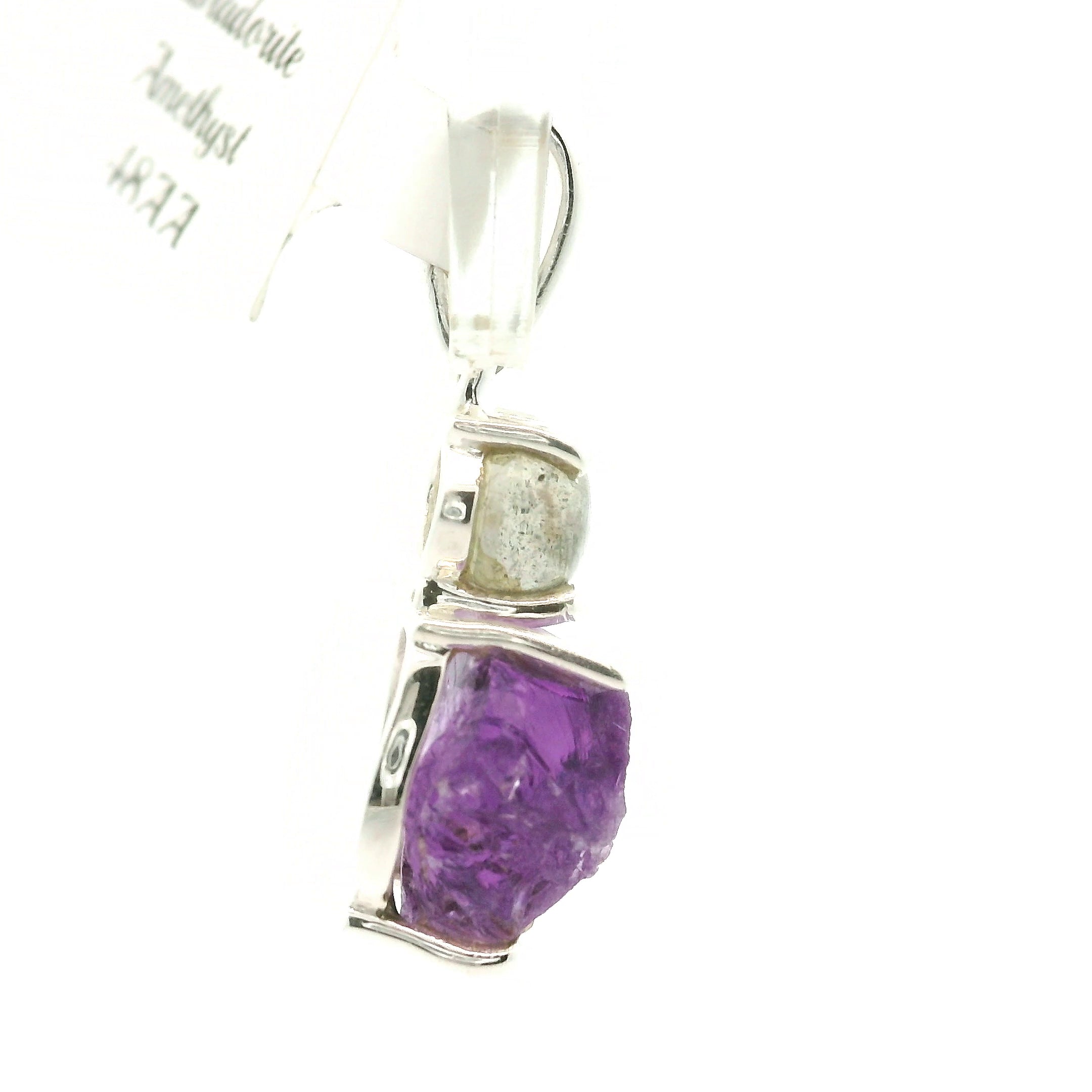Amethyst with Labradorite Multi-Stone Pendant .925 Silver for Intuition and Energetic Purification