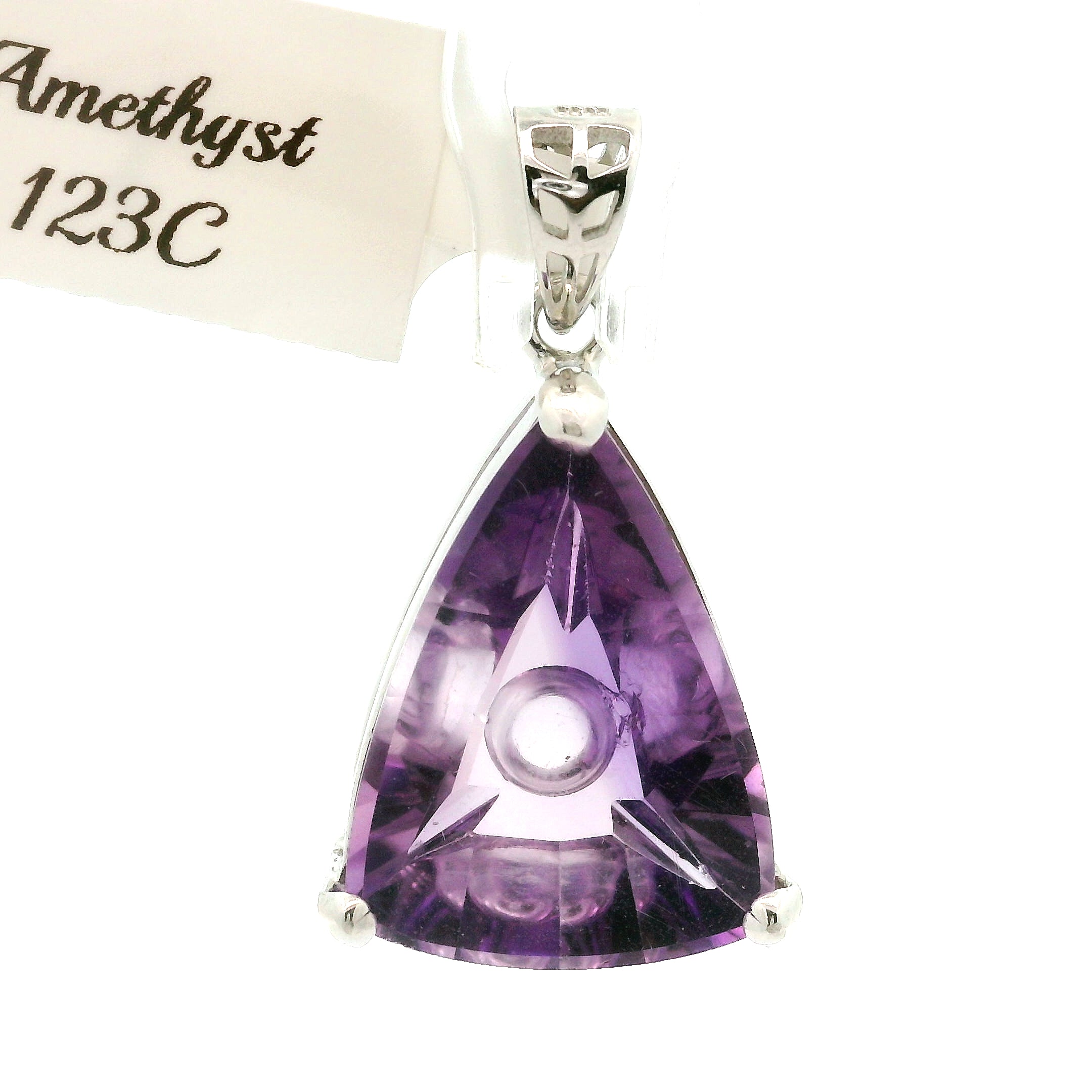 Amethyst Fantasy Cut Pendant .925 Silver for Enhancing your Intuitive Gifts