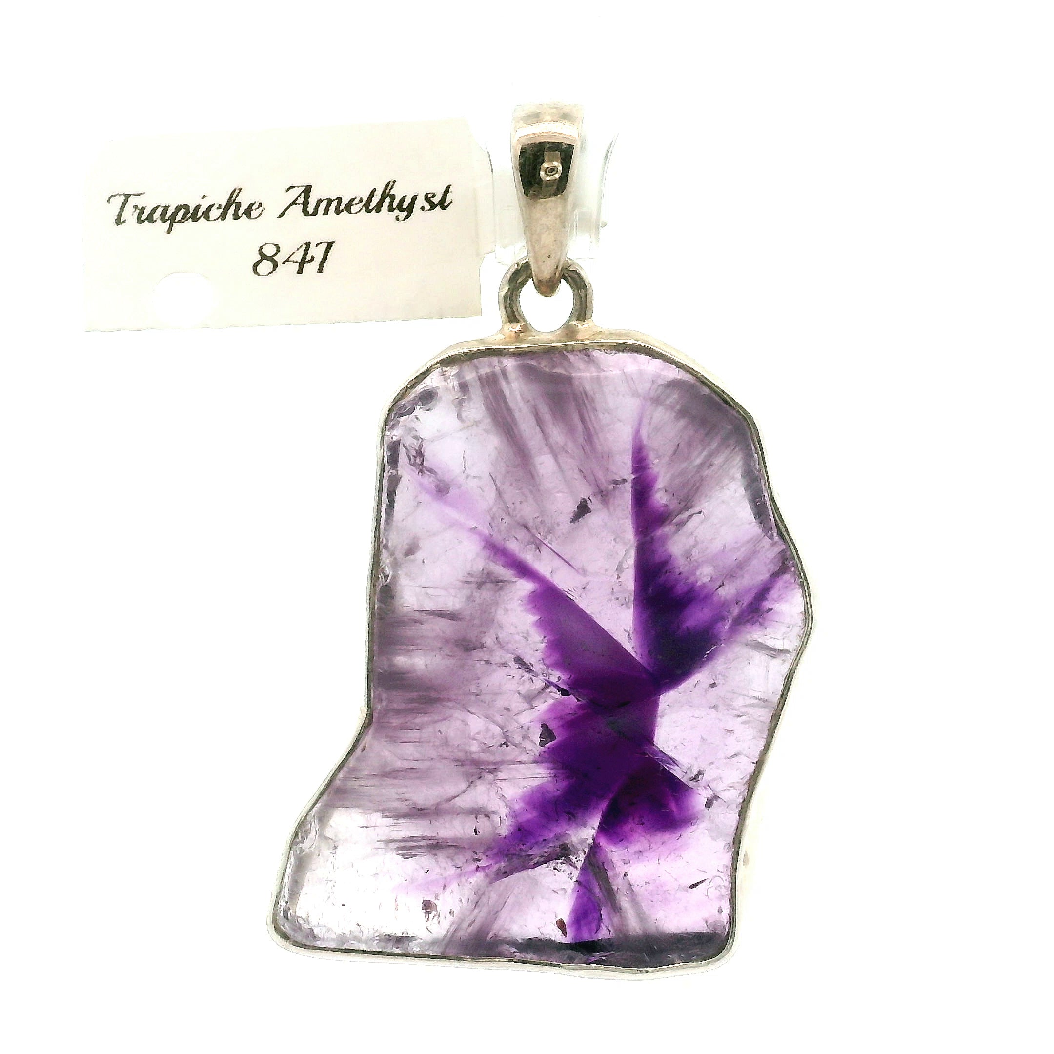 Trapiche Amethyst Pendant .925 Silver for Spiritual Growth and Clarity