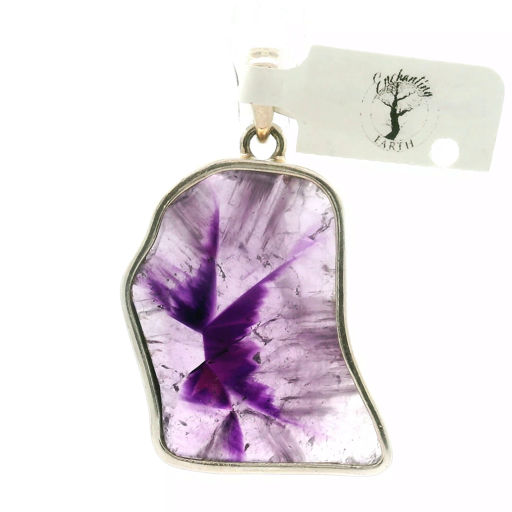 Trapiche Amethyst Pendant .925 Silver for Spiritual Growth and Clarity