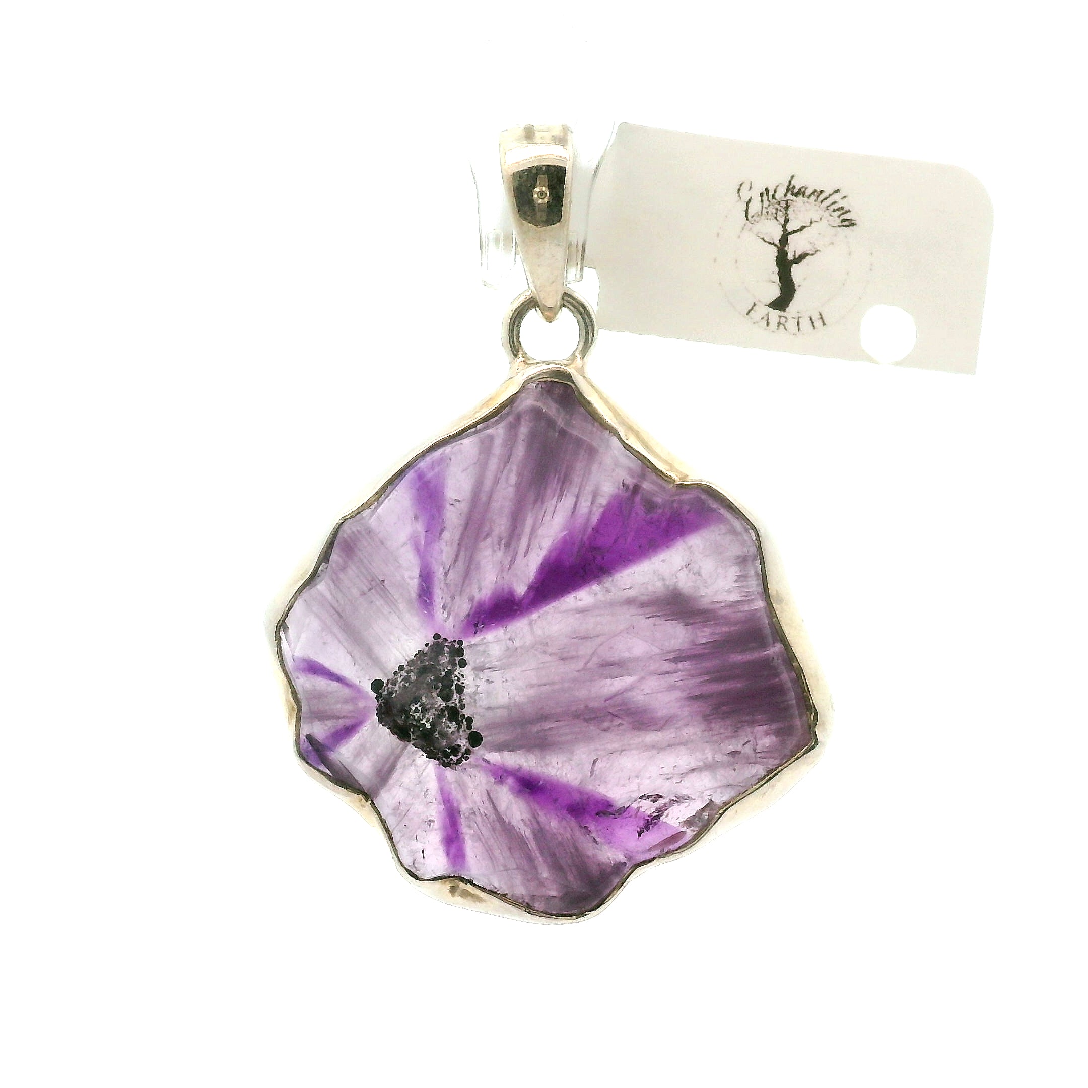 Trapiche Amethyst Pendant .925 Silver for Spiritual Growth and Clarity