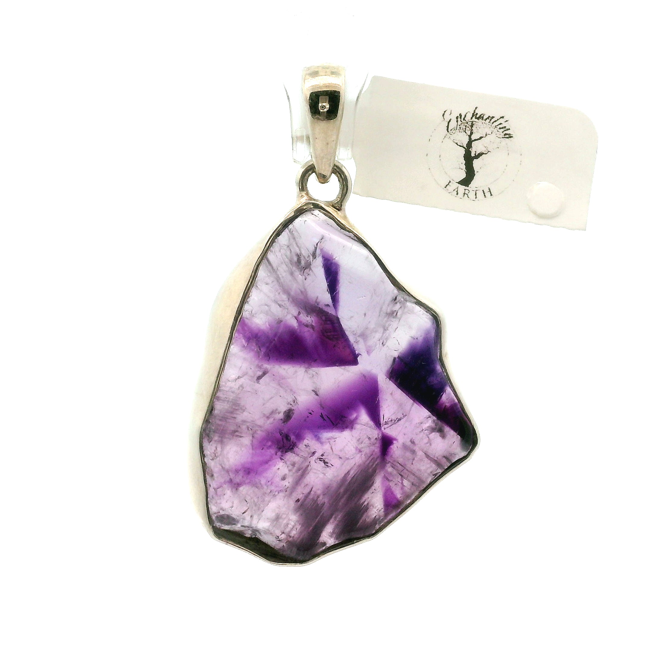 Trapiche Amethyst Pendant .925 Silver for Spiritual Growth and Clarity