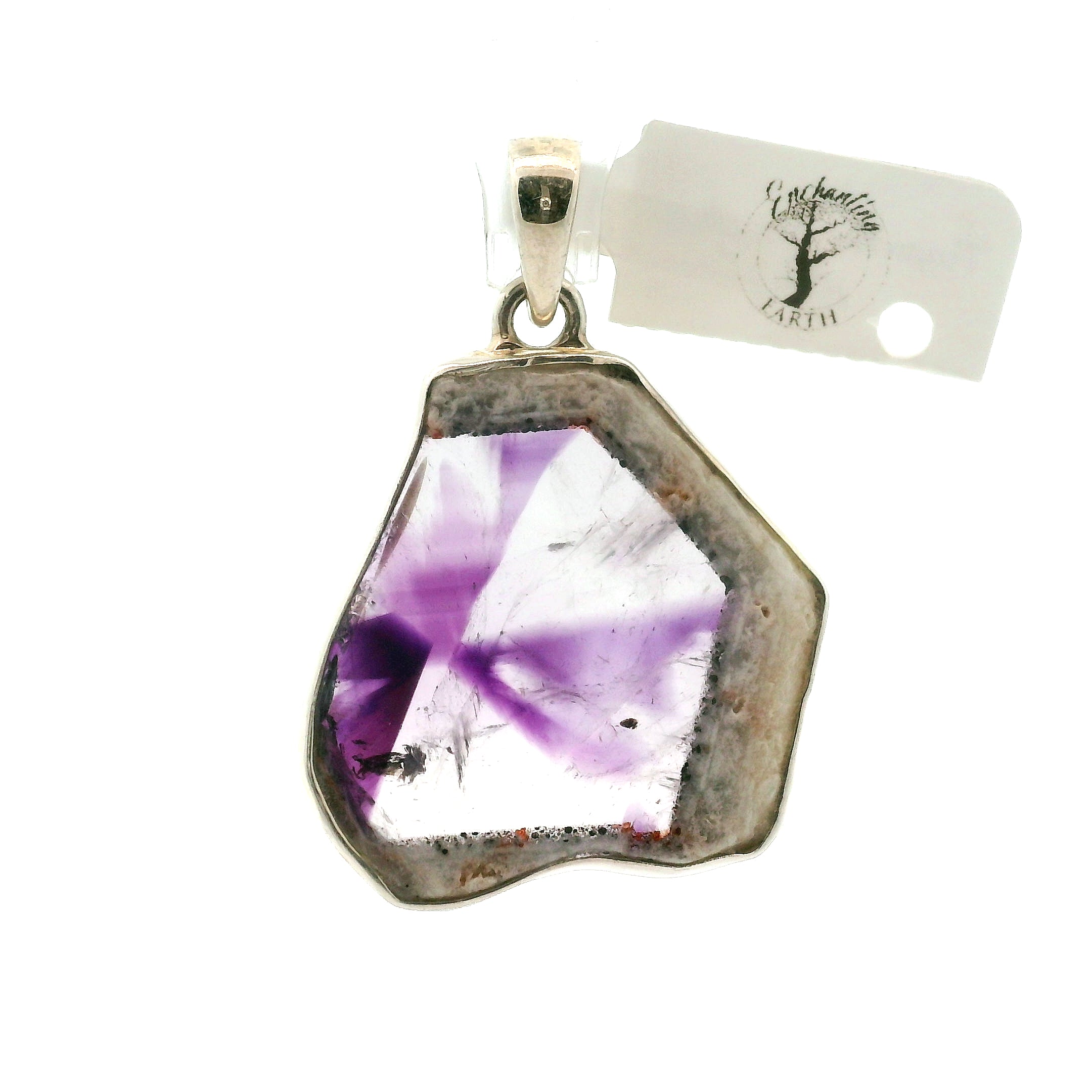 Trapiche Amethyst Pendant .925 Silver for Spiritual Growth and Clarity