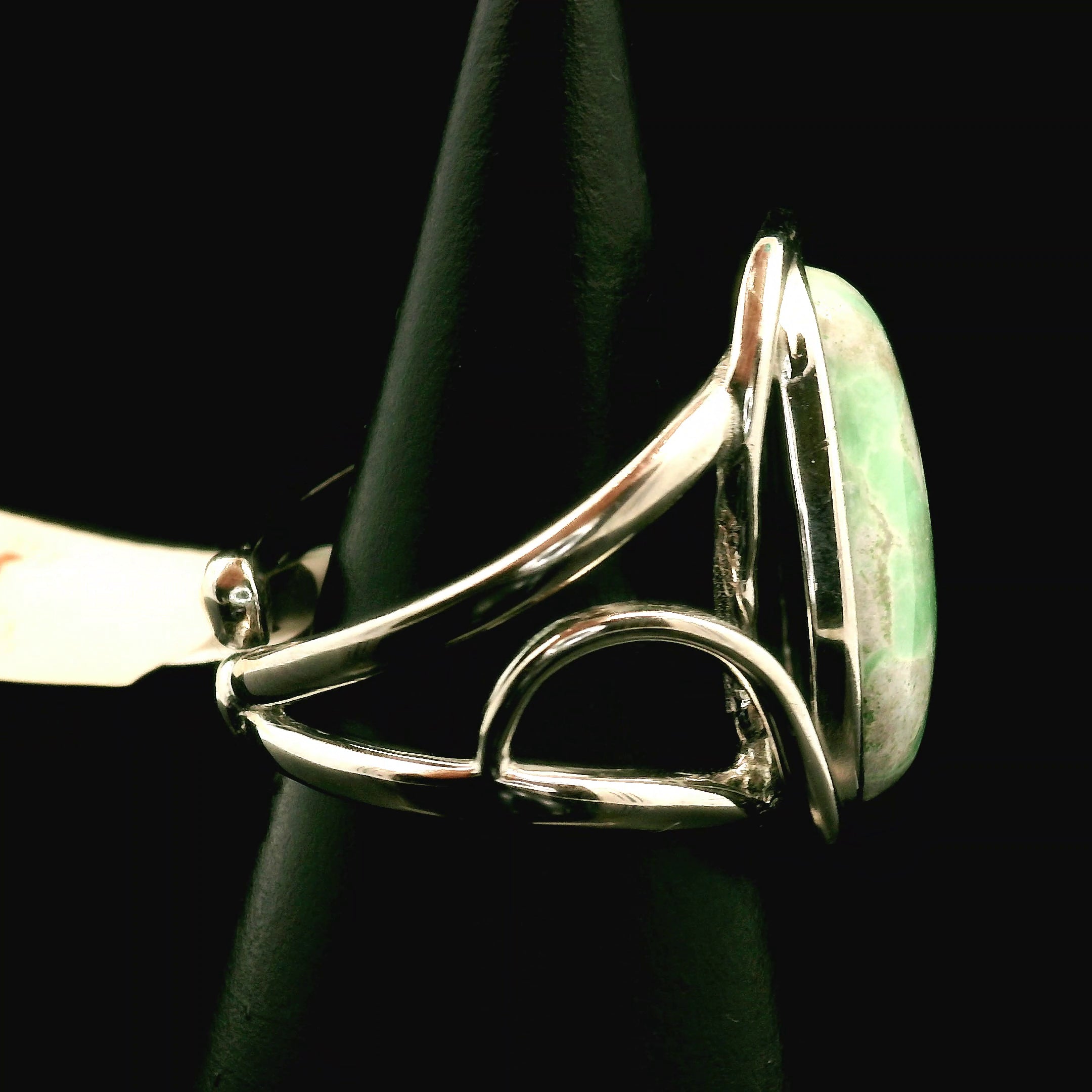 Variscite Cuff Ring .925 Silver for Emotional Healing, Joy, Love and Prosperity