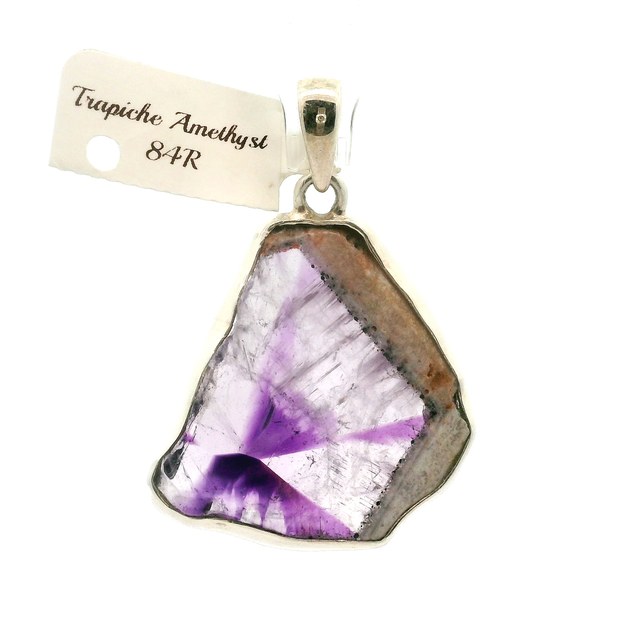 Trapiche Amethyst Pendant .925 Silver for Spiritual Growth and Clarity