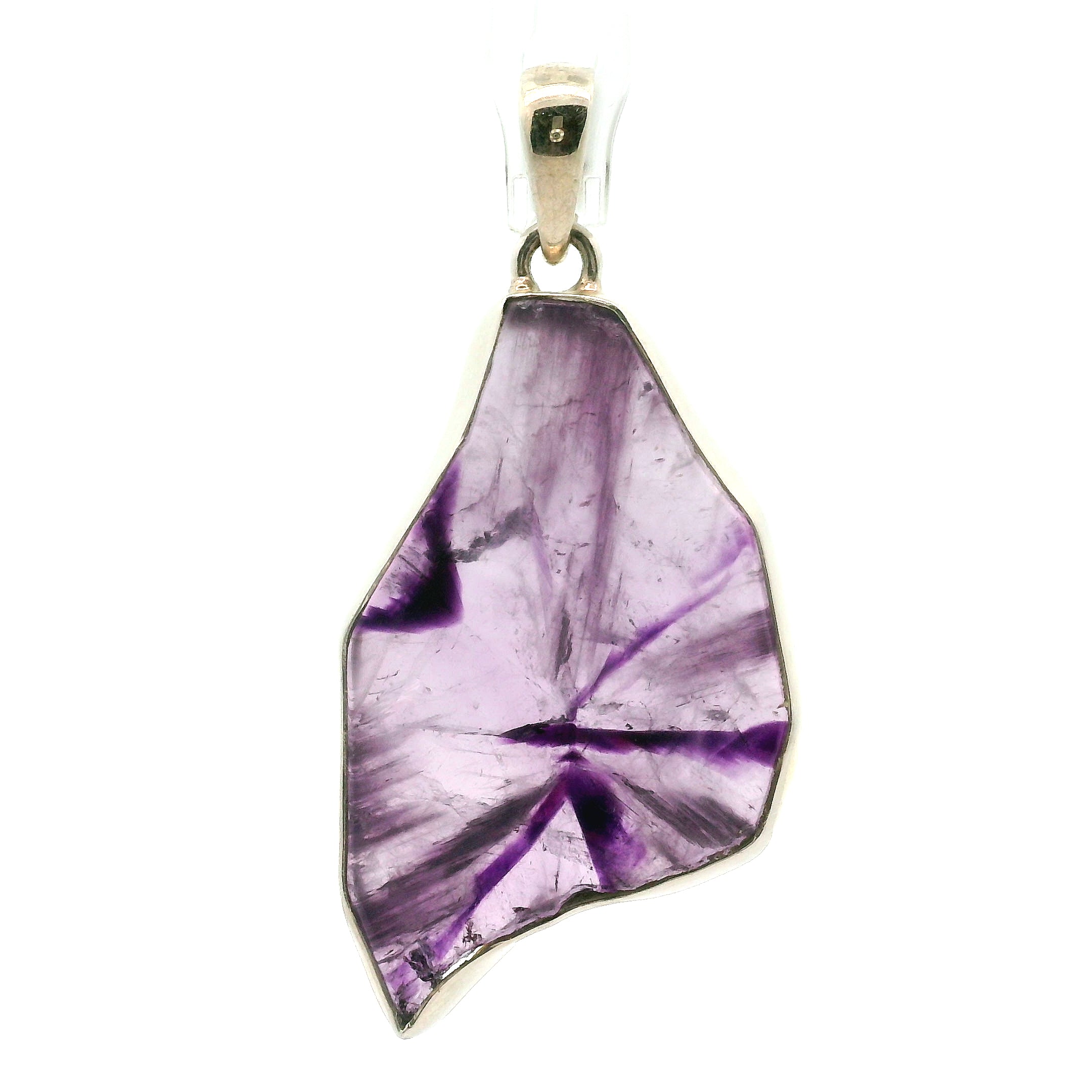 Trapiche Amethyst Pendant .925 Silver for Spiritual Growth and Clarity