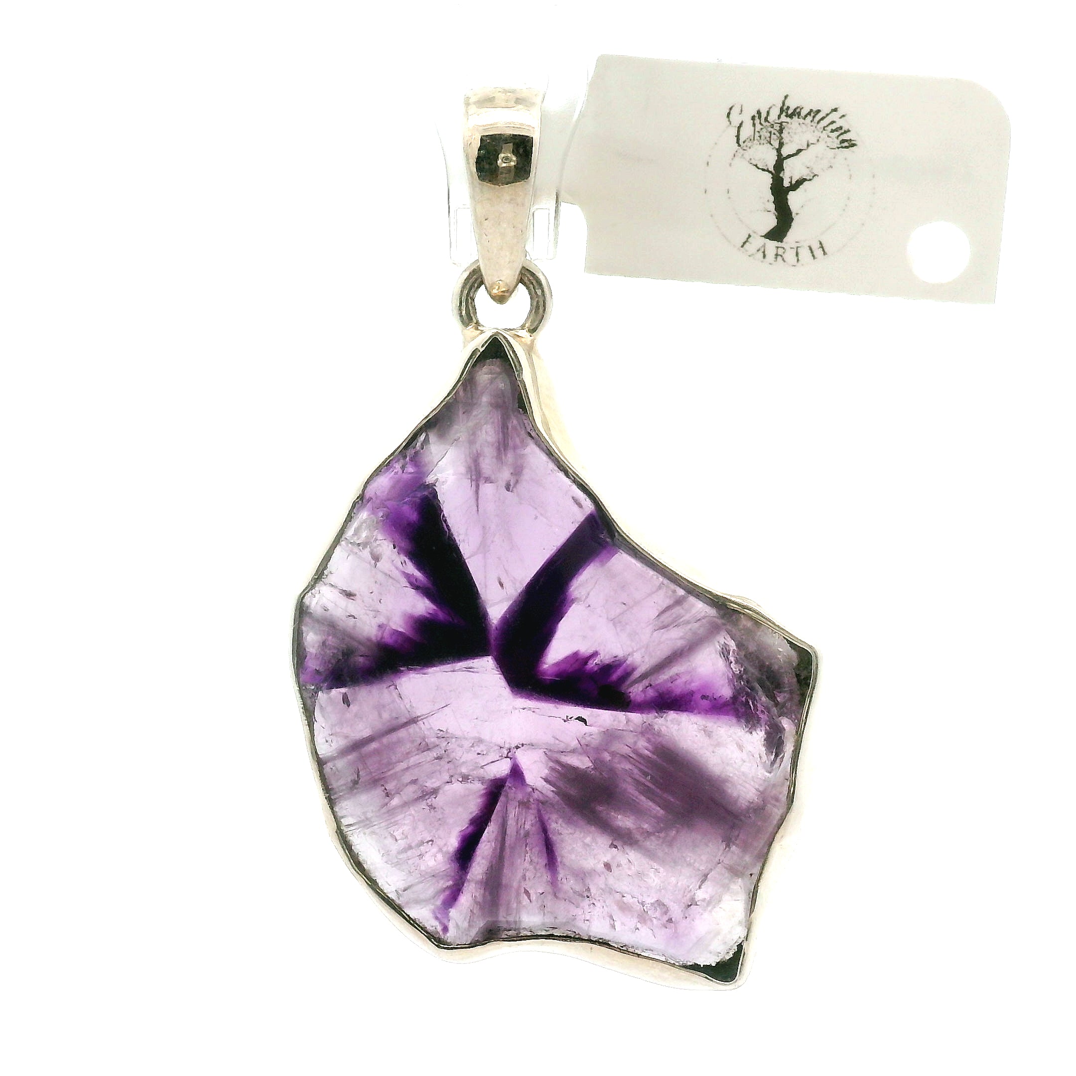Trapiche Amethyst Pendant .925 Silver for Spiritual Growth and Clarity