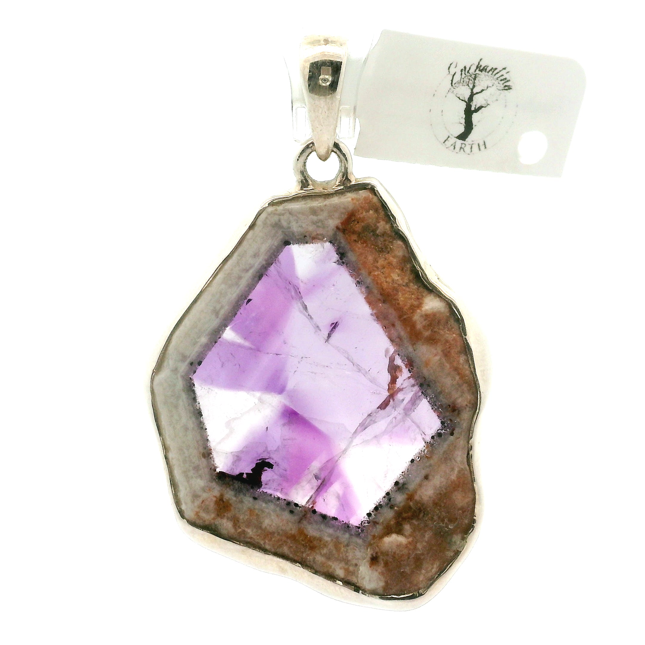 Trapiche Amethyst Pendant .925 Silver for Spiritual Growth and Clarity