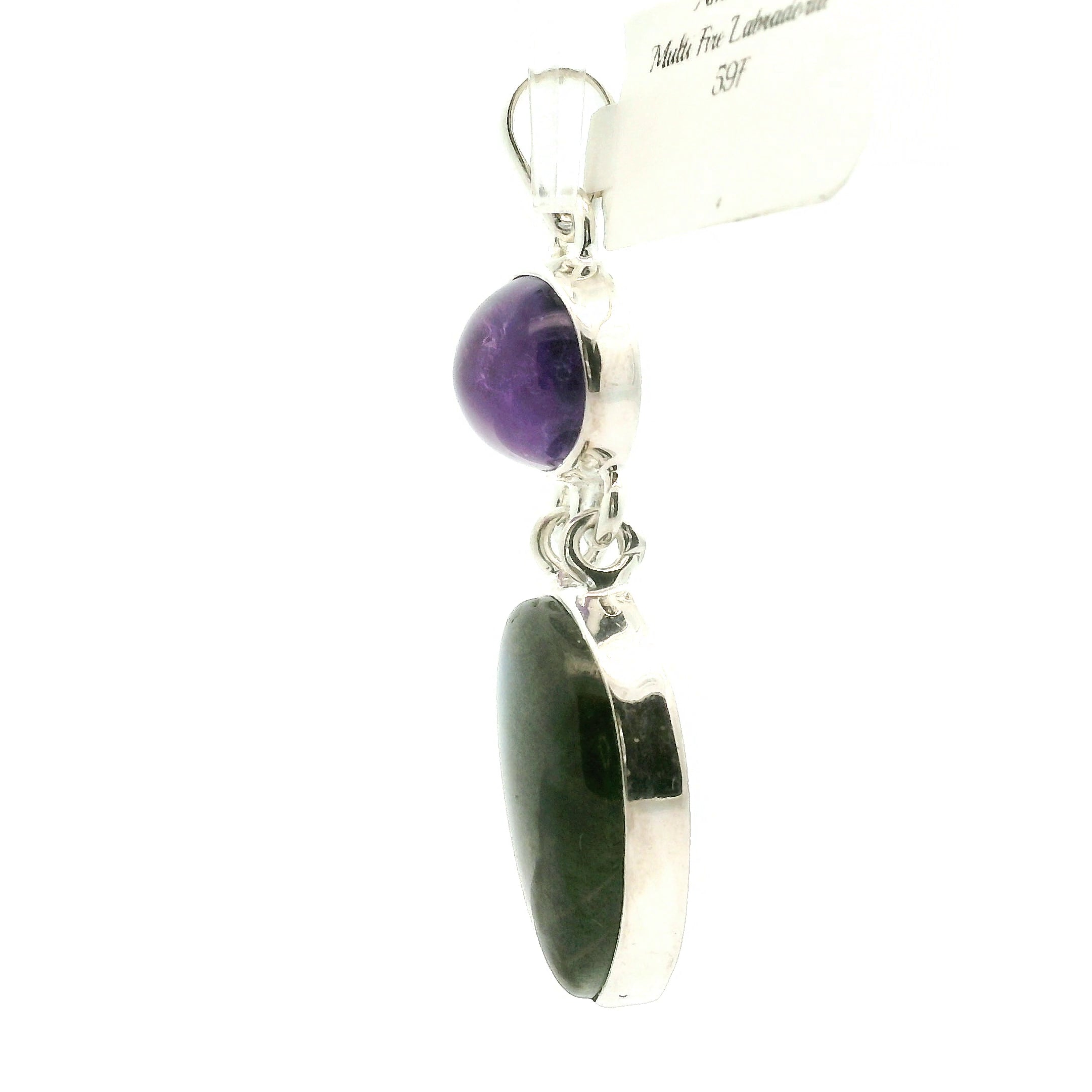 Labradorite with Amethyst Pendant .925 Silver for Magic, Protection and Guidance
