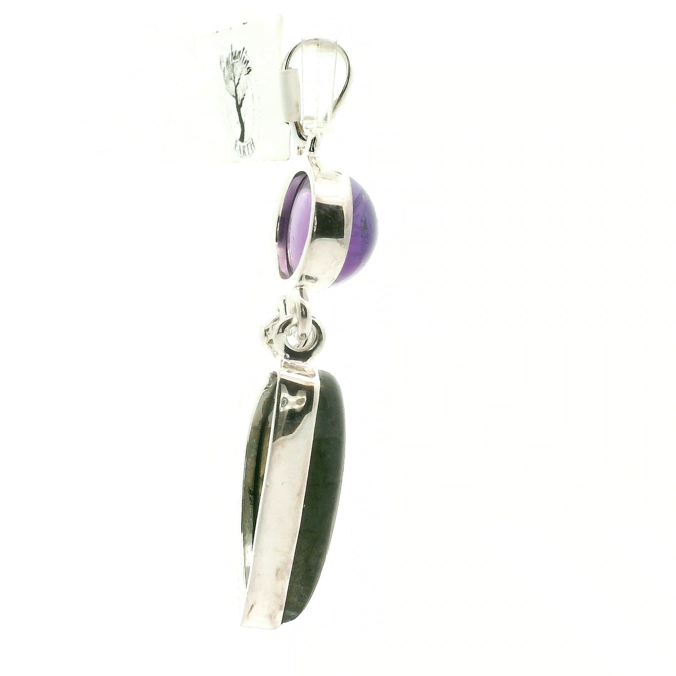 Labradorite with Amethyst Pendant .925 Silver for Magic, Protection and Guidance