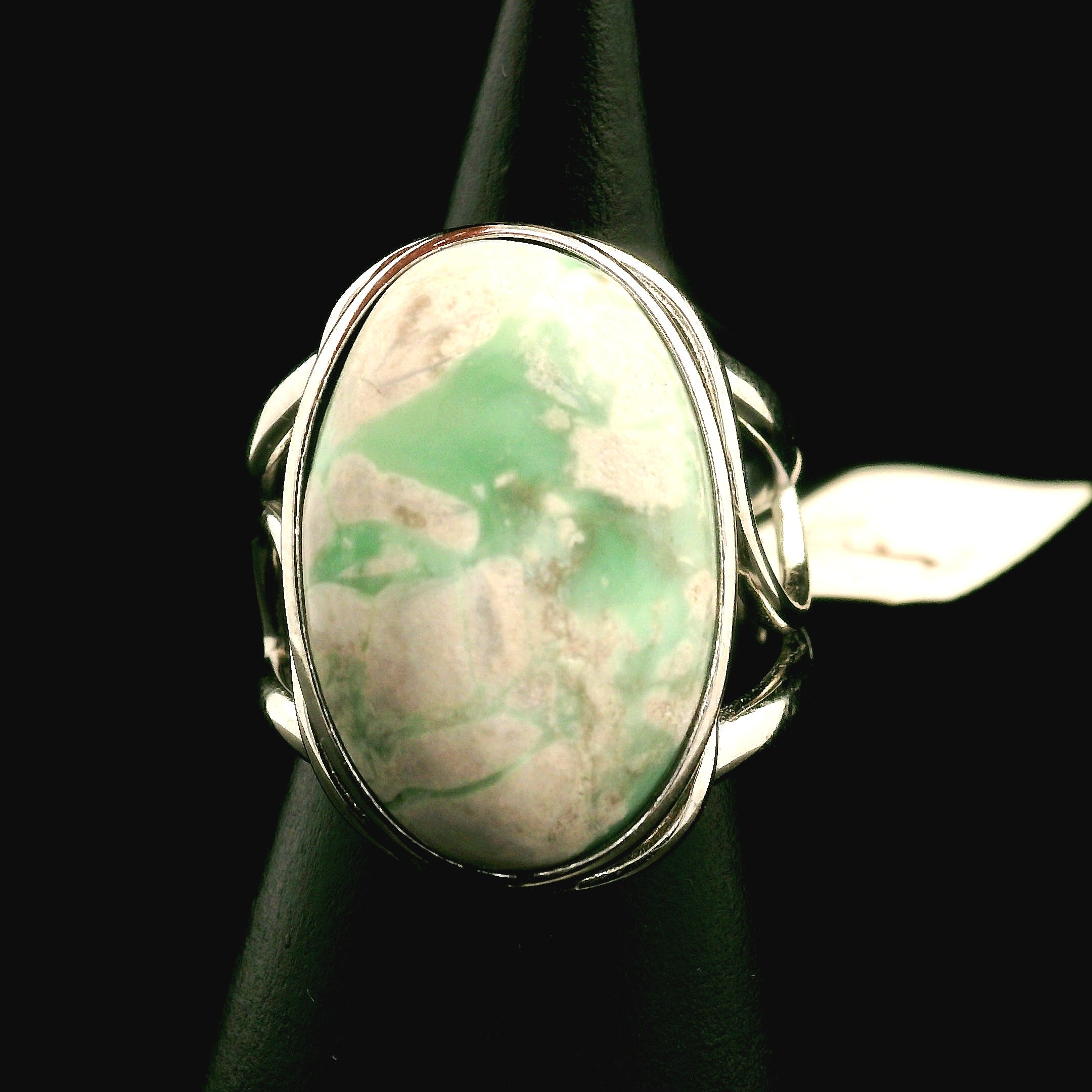 Variscite Cuff Ring .925 Silver for Emotional Healing, Joy, Love and Prosperity