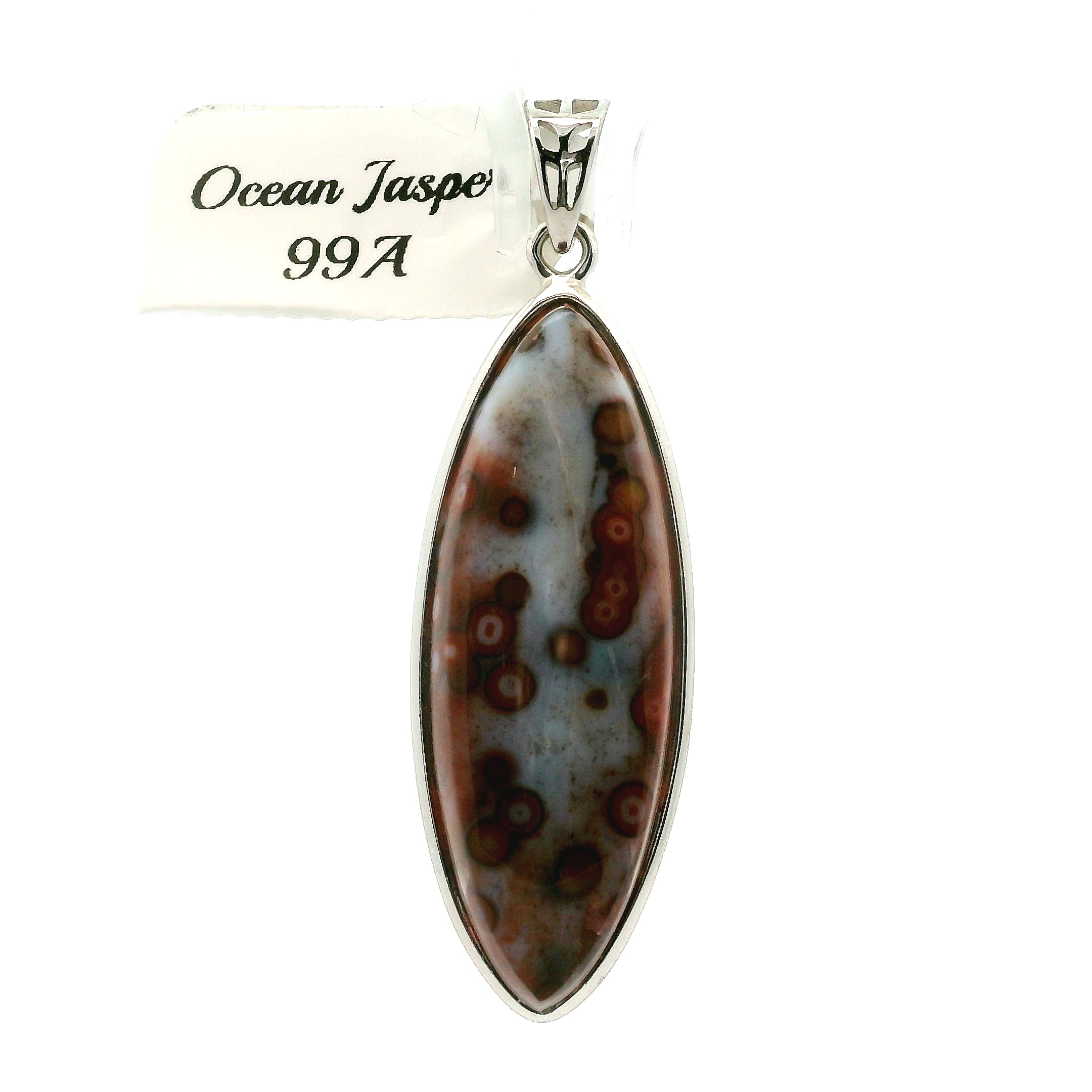Orbicular Ocean Jasper Pendant .925 Silver for Joy and Peace