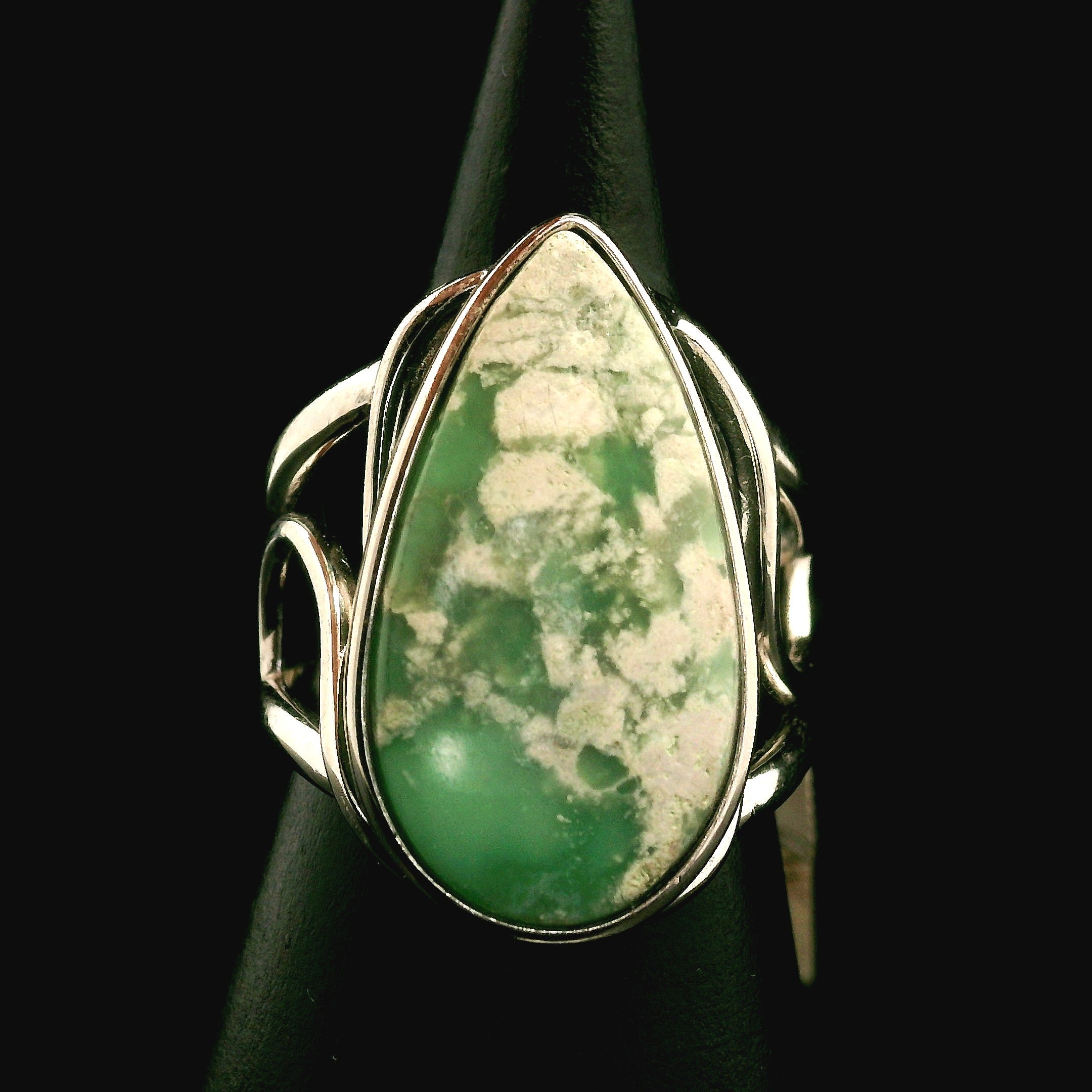 Variscite Cuff Ring .925 Silver for Emotional Healing, Joy, Love and Prosperity