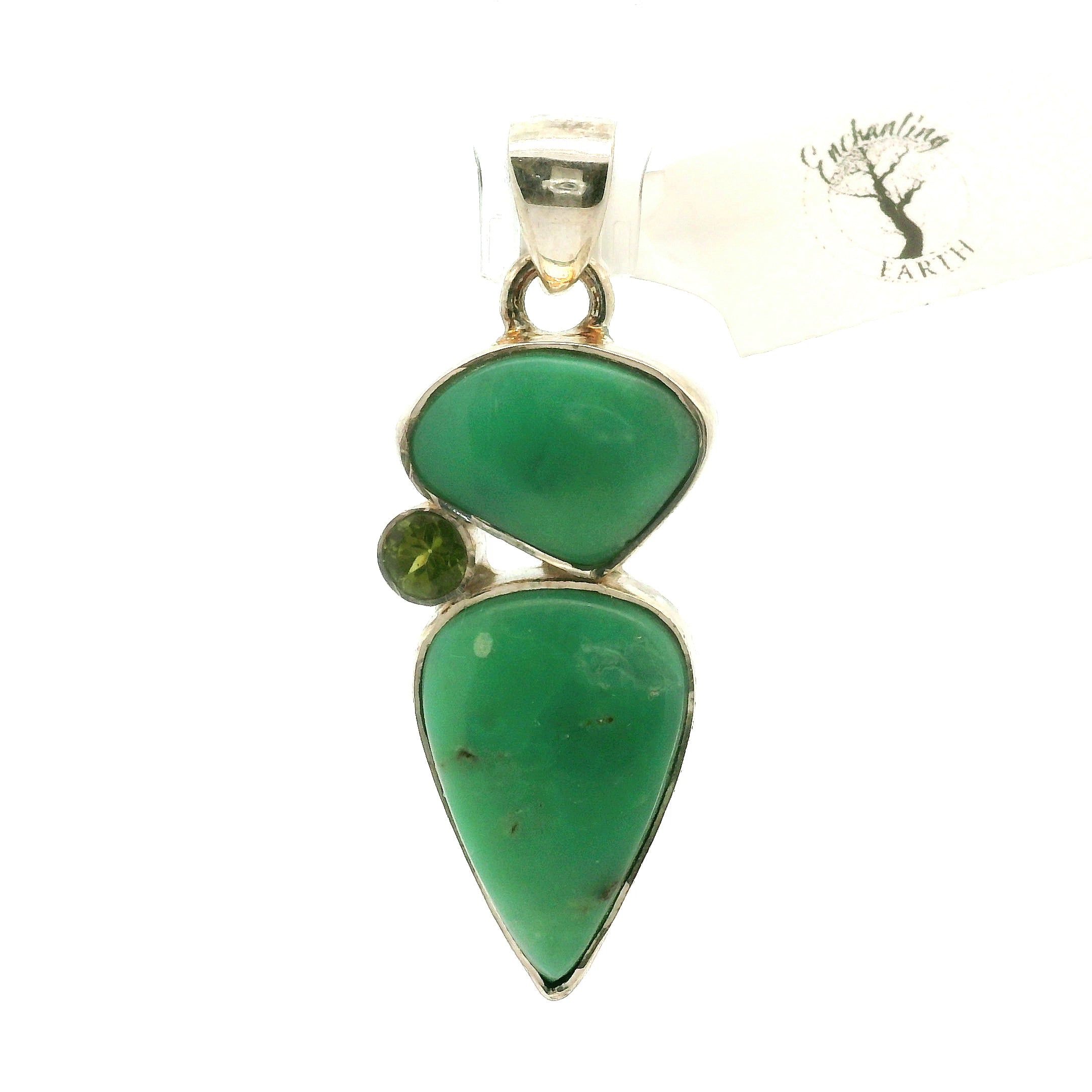 Variscite with Peridot Pendant .925 Silver for Emotional Healing, Joy, Love and Prosperity