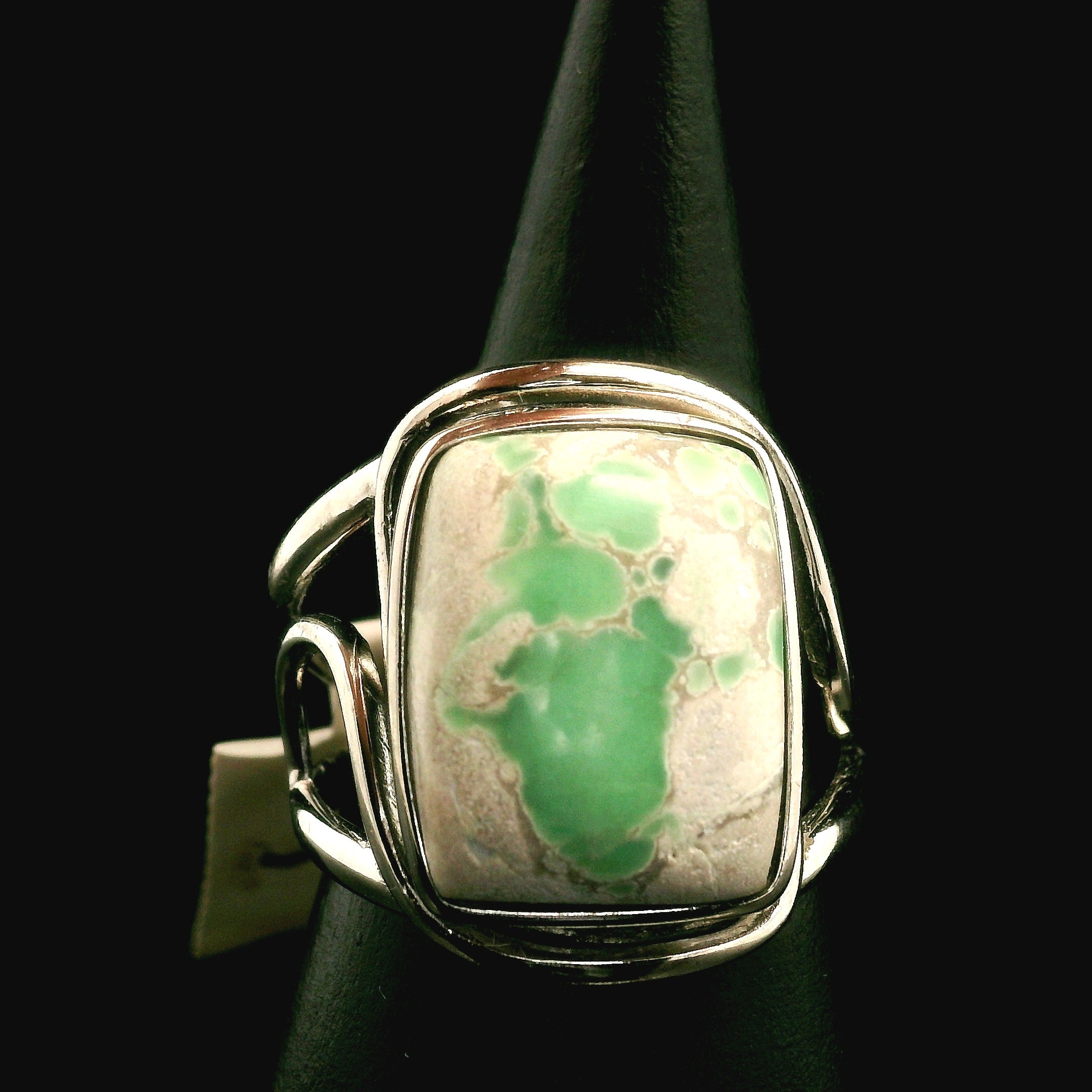 Variscite Cuff Ring .925 Silver for Emotional Healing, Joy, Love and Prosperity