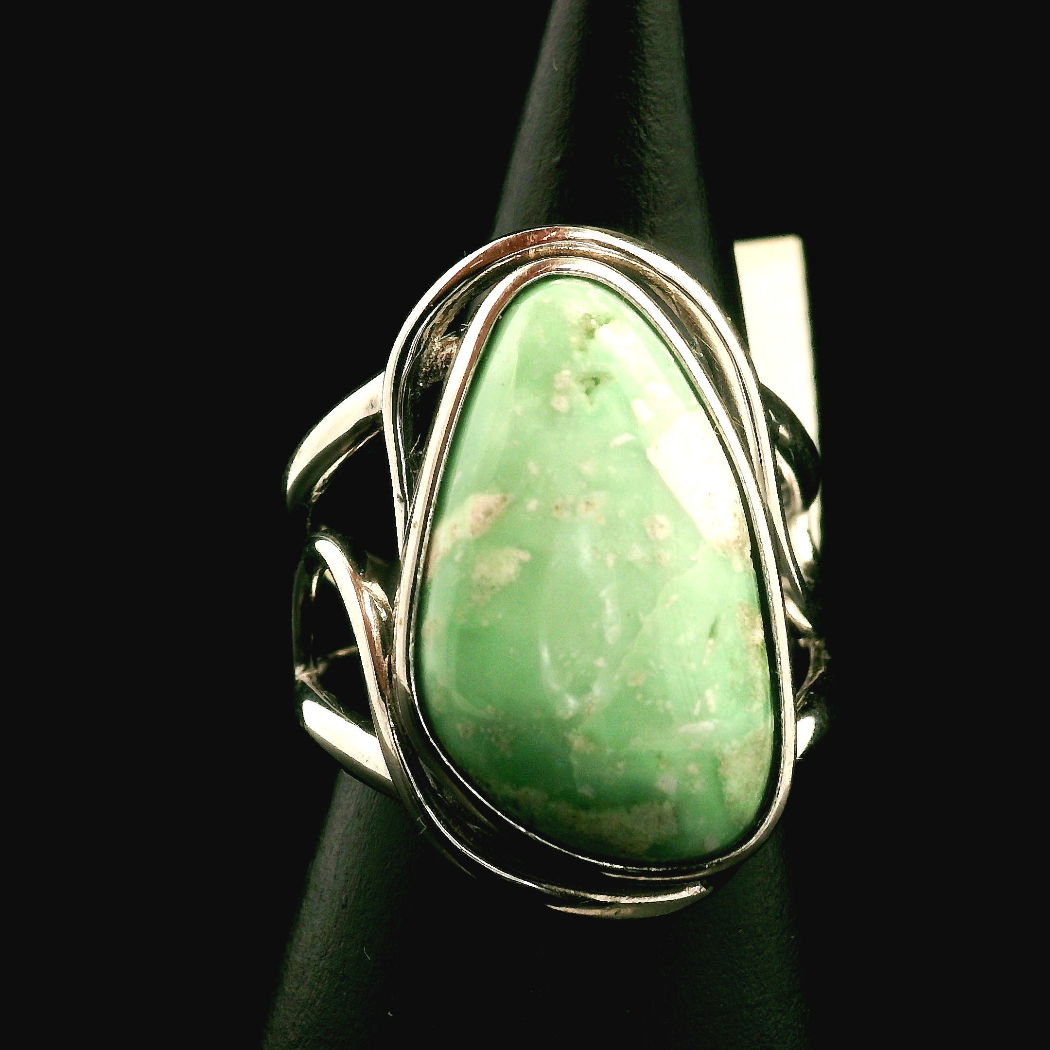 Variscite Cuff Ring .925 Silver for Emotional Healing, Joy, Love and Prosperity