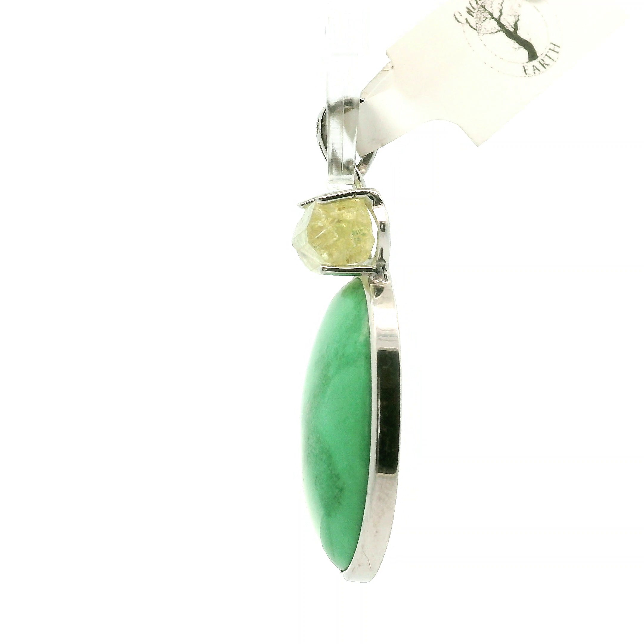 Variscite with Golden Yellow Apatite .925 Silver for Emotional Healing, Joy, Love and Prosperity
