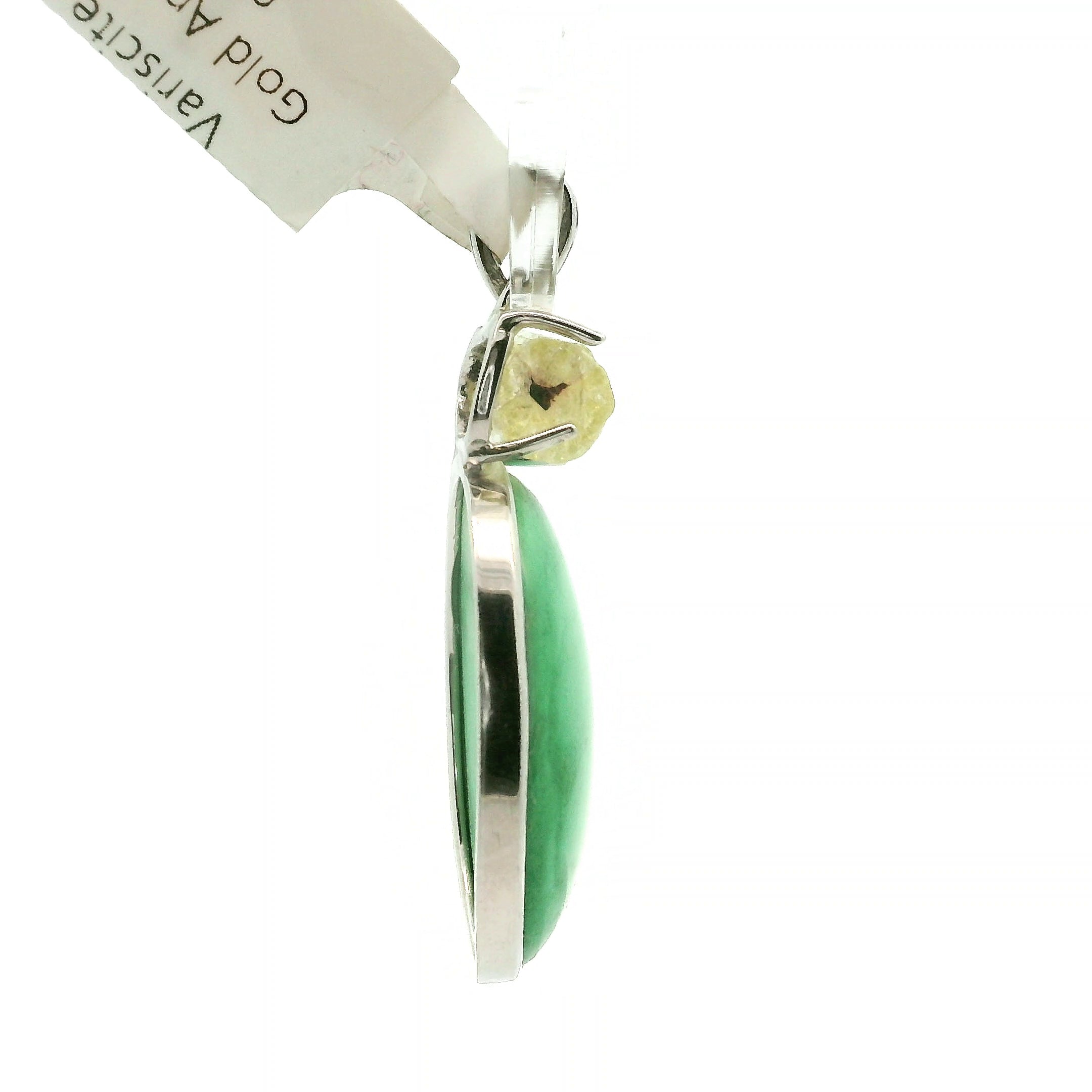 Variscite with Golden Yellow Apatite .925 Silver for Emotional Healing, Joy, Love and Prosperity