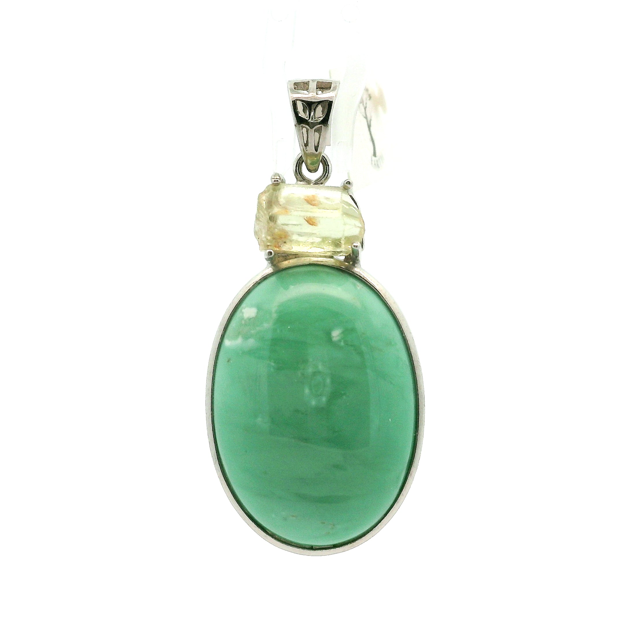 Variscite with Golden Yellow Apatite .925 Silver for Emotional Healing, Joy, Love and Prosperity