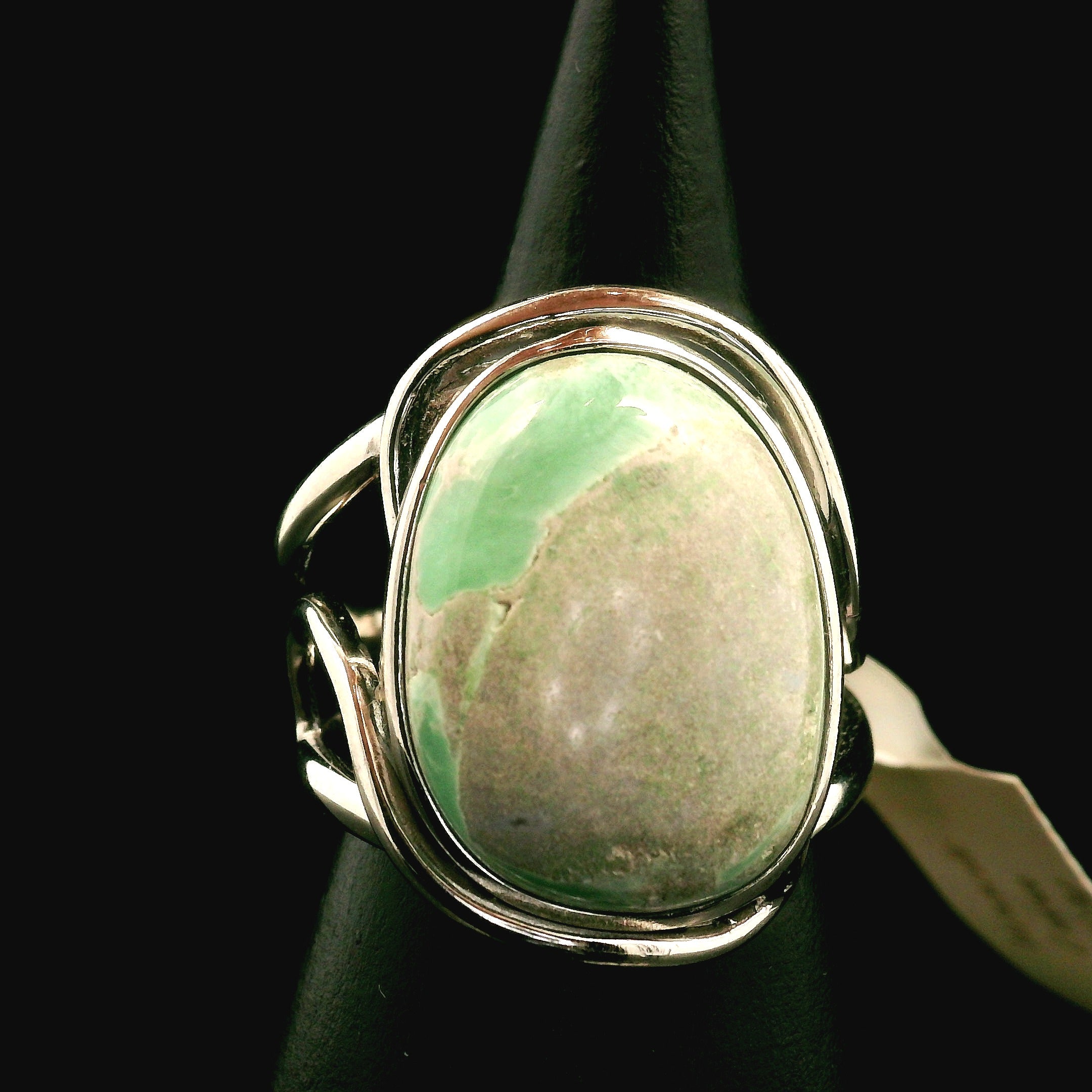 Variscite Cuff Ring .925 Silver for Emotional Healing, Joy, Love and Prosperity