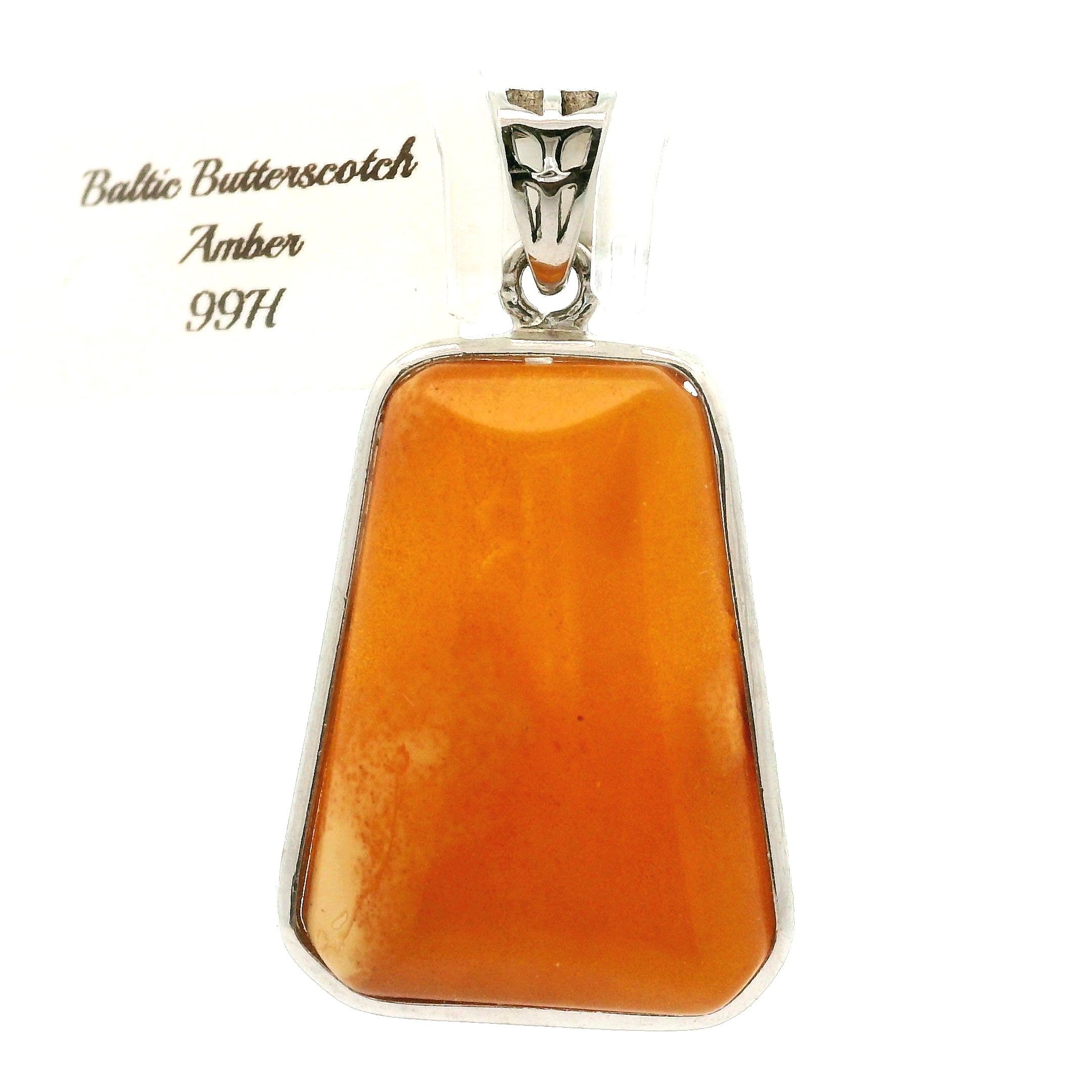 Baltic Butterscotch Amber Pendant .925 Silver for for Joy and Optimism