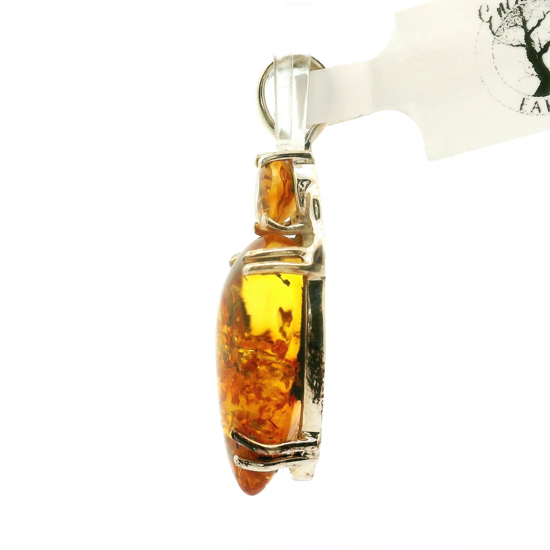Amber with Citrine Pendants .925 Silver for for Joy, Abundance and Optimism