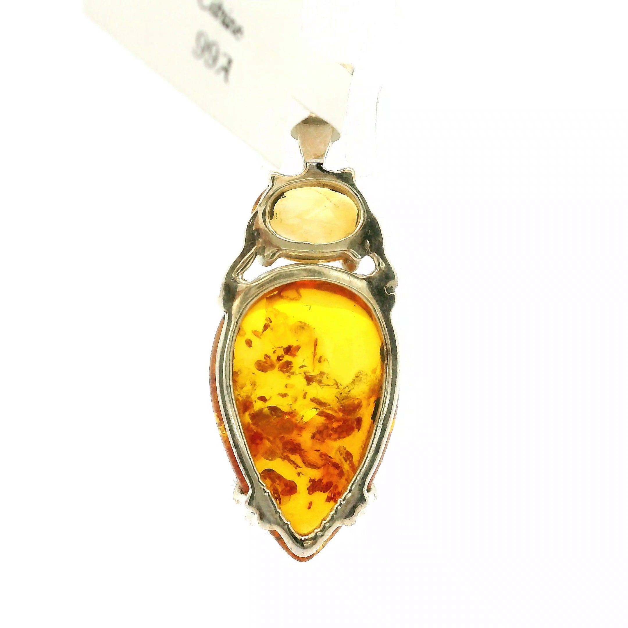 Amber with Citrine Pendants .925 Silver for for Joy, Abundance and Optimism
