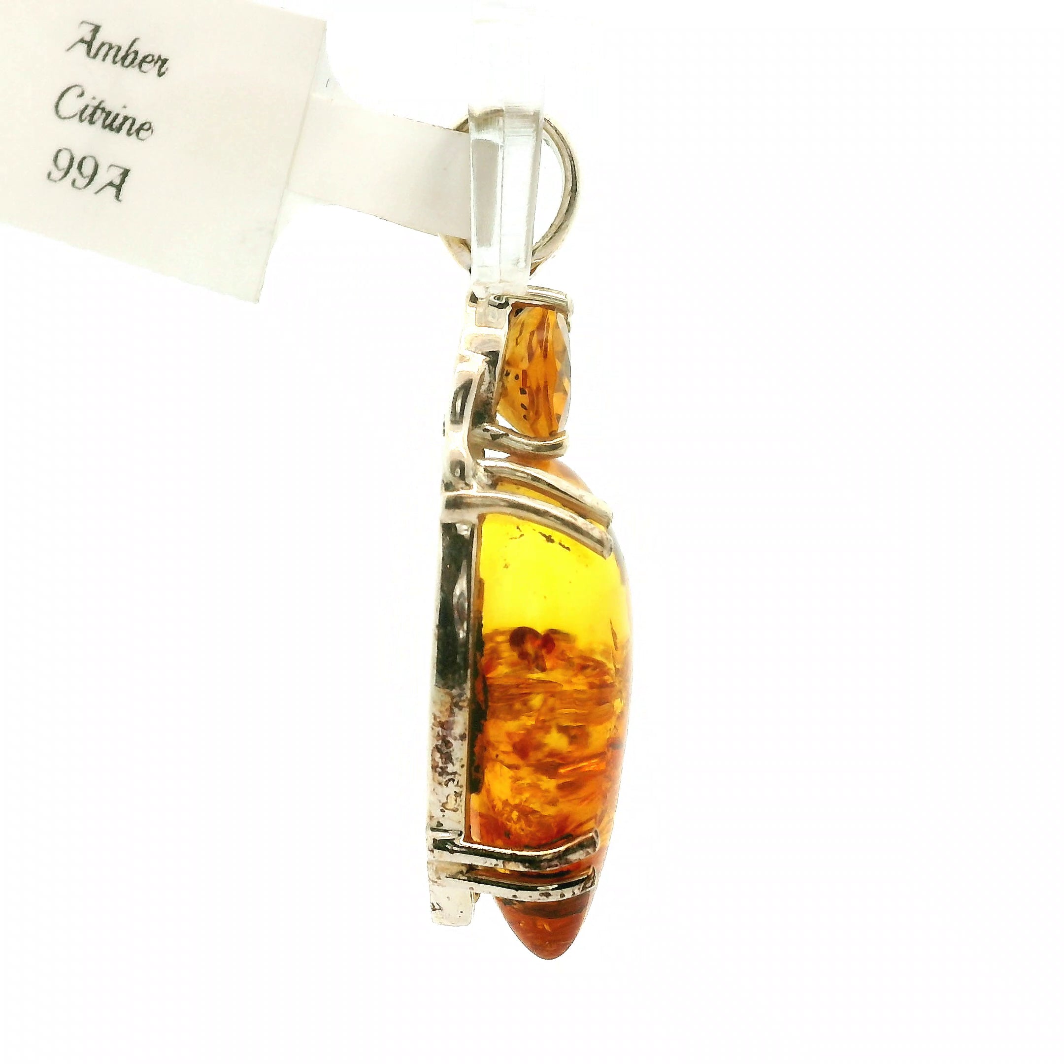 Amber with Citrine Pendants .925 Silver for for Joy, Abundance and Optimism