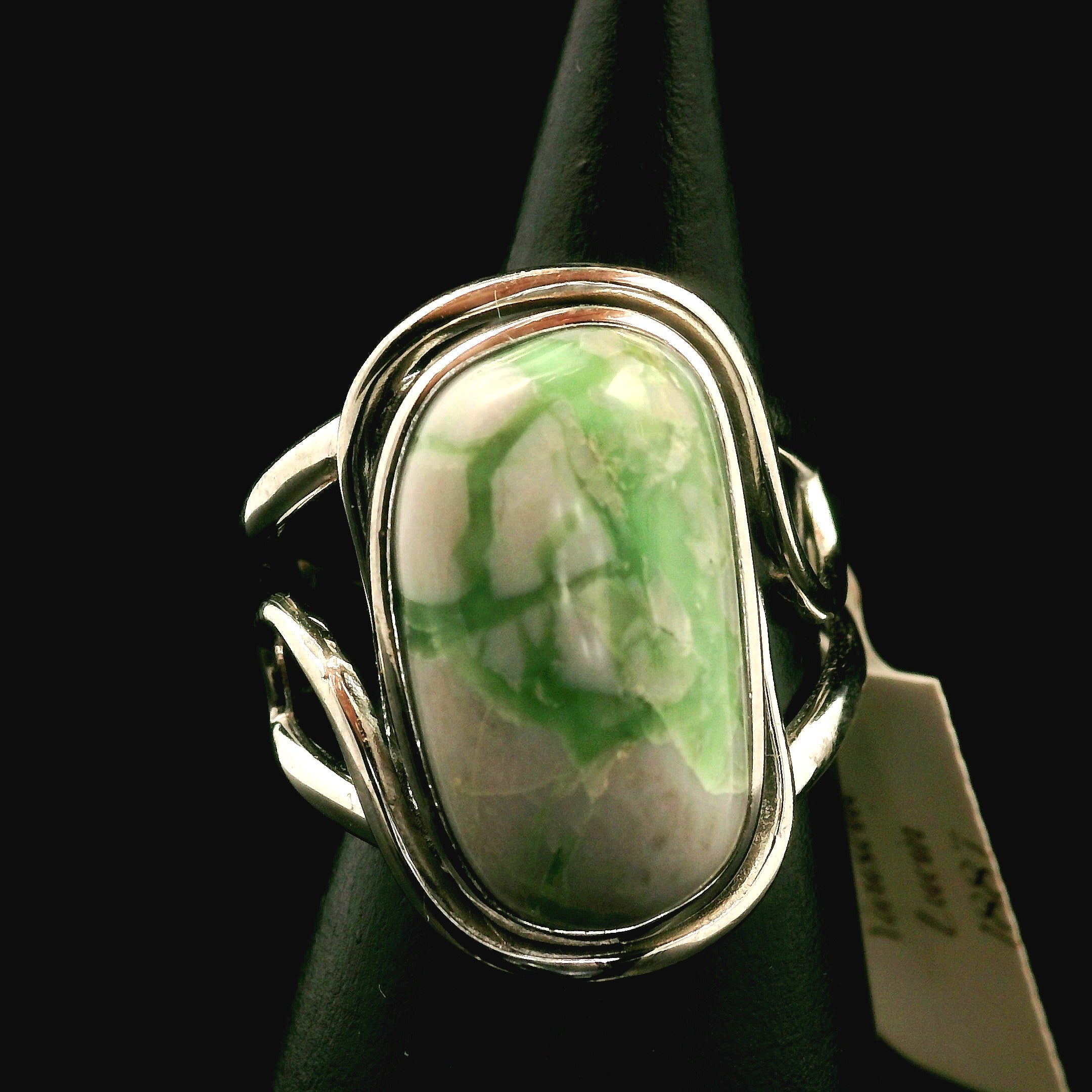Variscite Cuff Ring .925 Silver for Emotional Healing, Joy, Love and Prosperity