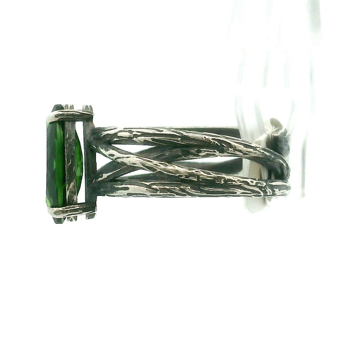 Chrome Diopside Bad Witch Cuff Ring .925 Silver for Embracing Love, Healing and Balance