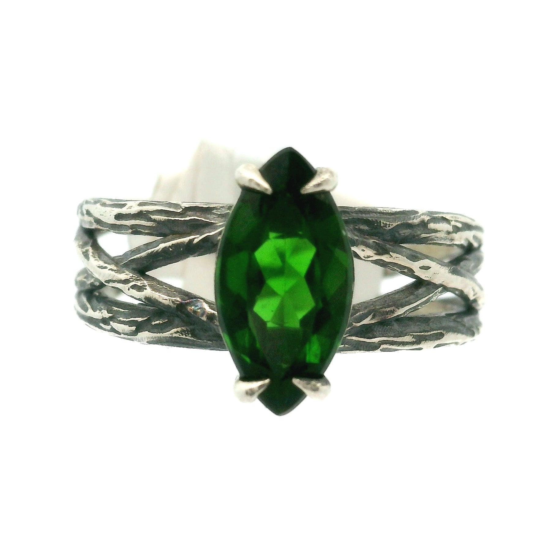 Chrome Diopside Bad Witch Cuff Ring .925 Silver for Embracing Love, Healing and Balance