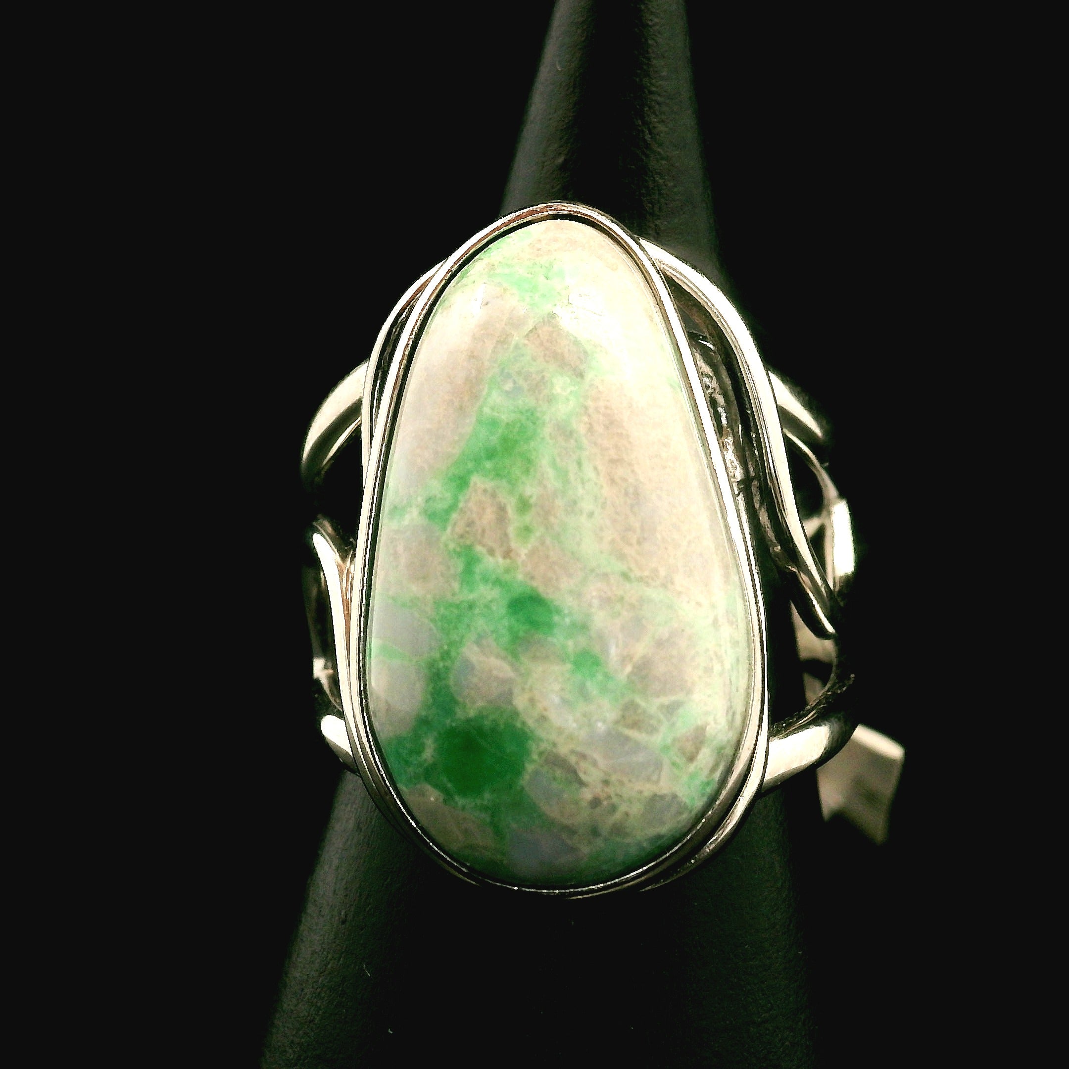 Variscite Cuff Ring .925 Silver for Emotional Healing, Joy, Love and Prosperity