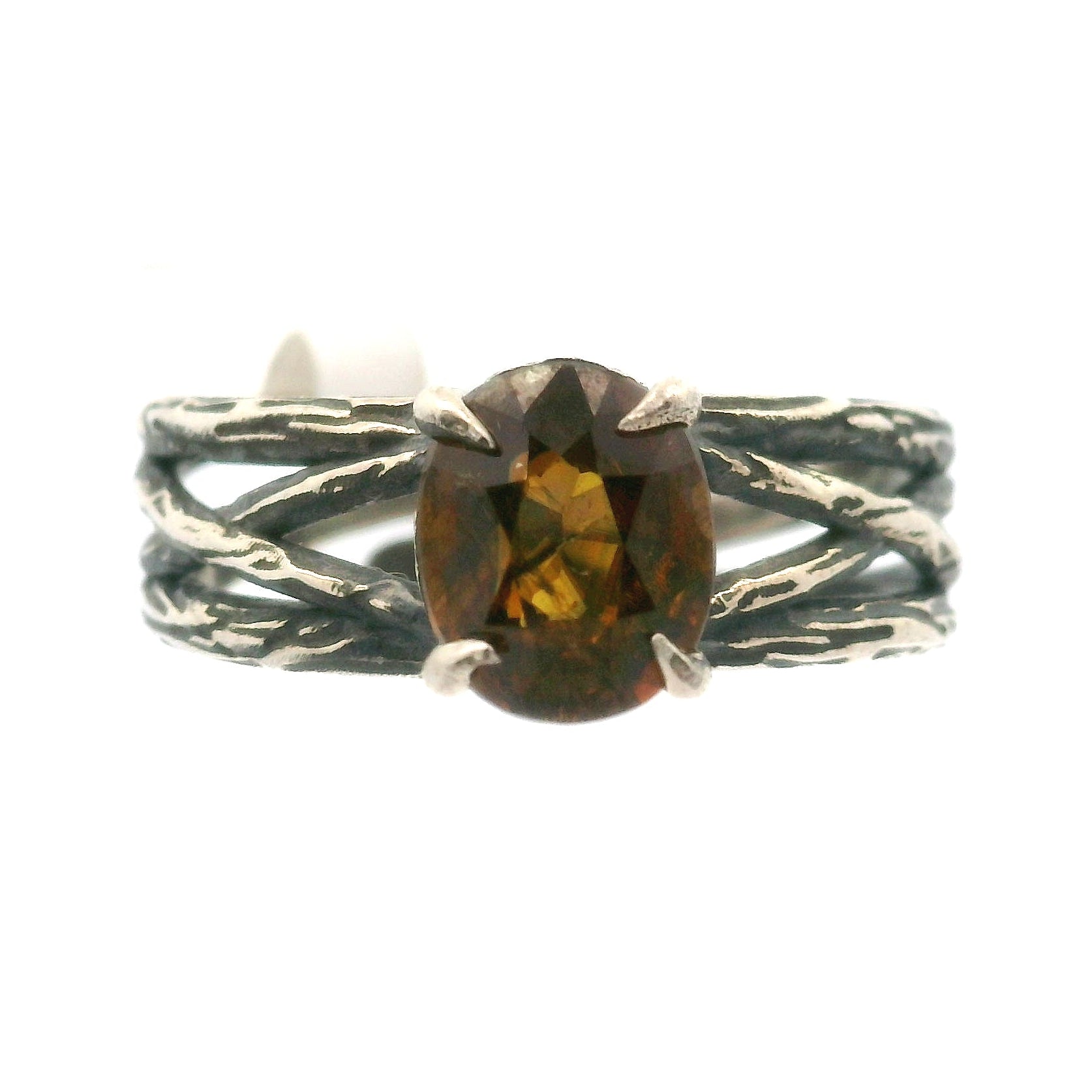 Sphene Bad Witch Cuff Ring .925 Silver for Revitalizing your Life Force Energy and Accelerates Manifestations