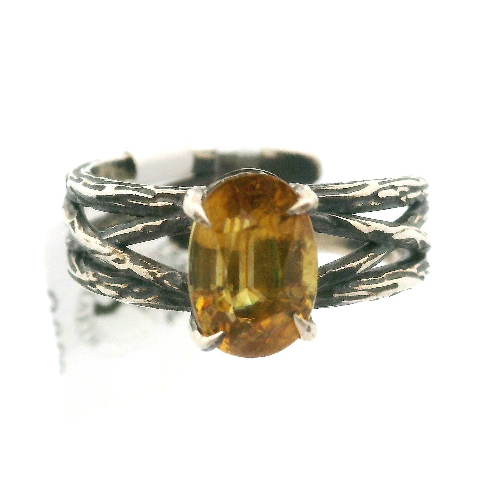 Sphene Bad Witch Cuff Ring .925 Silver for Revitalizing your Life Force Energy and Accelerates Manifestations