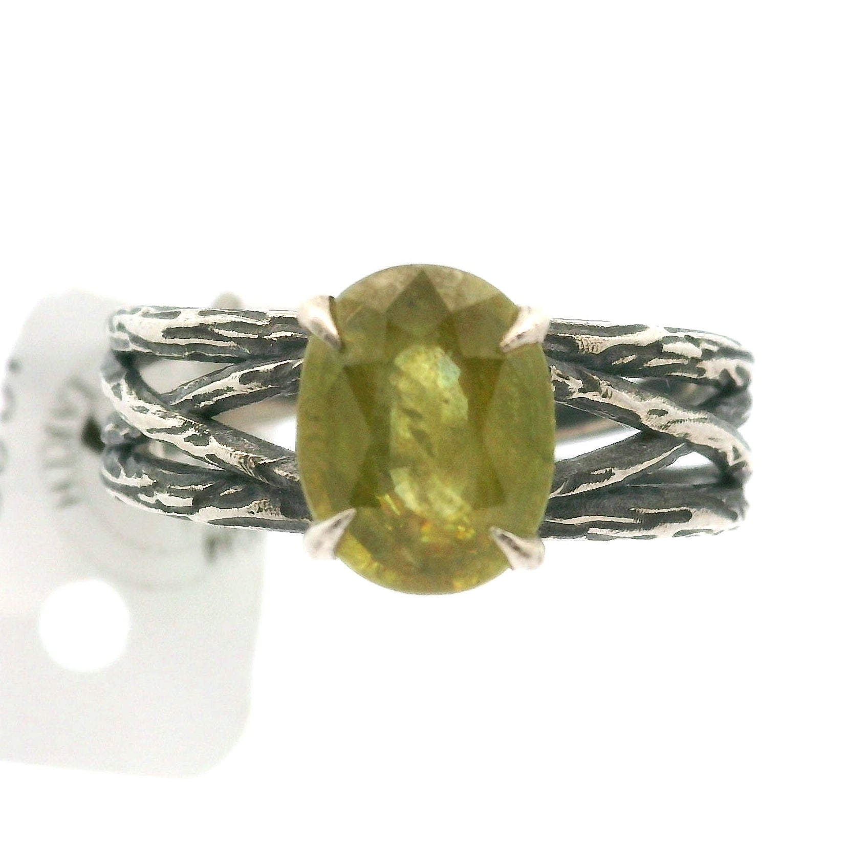 Sphene Bad Witch Cuff Ring .925 Silver for Revitalizing your Life Force Energy and Accelerates Manifestations