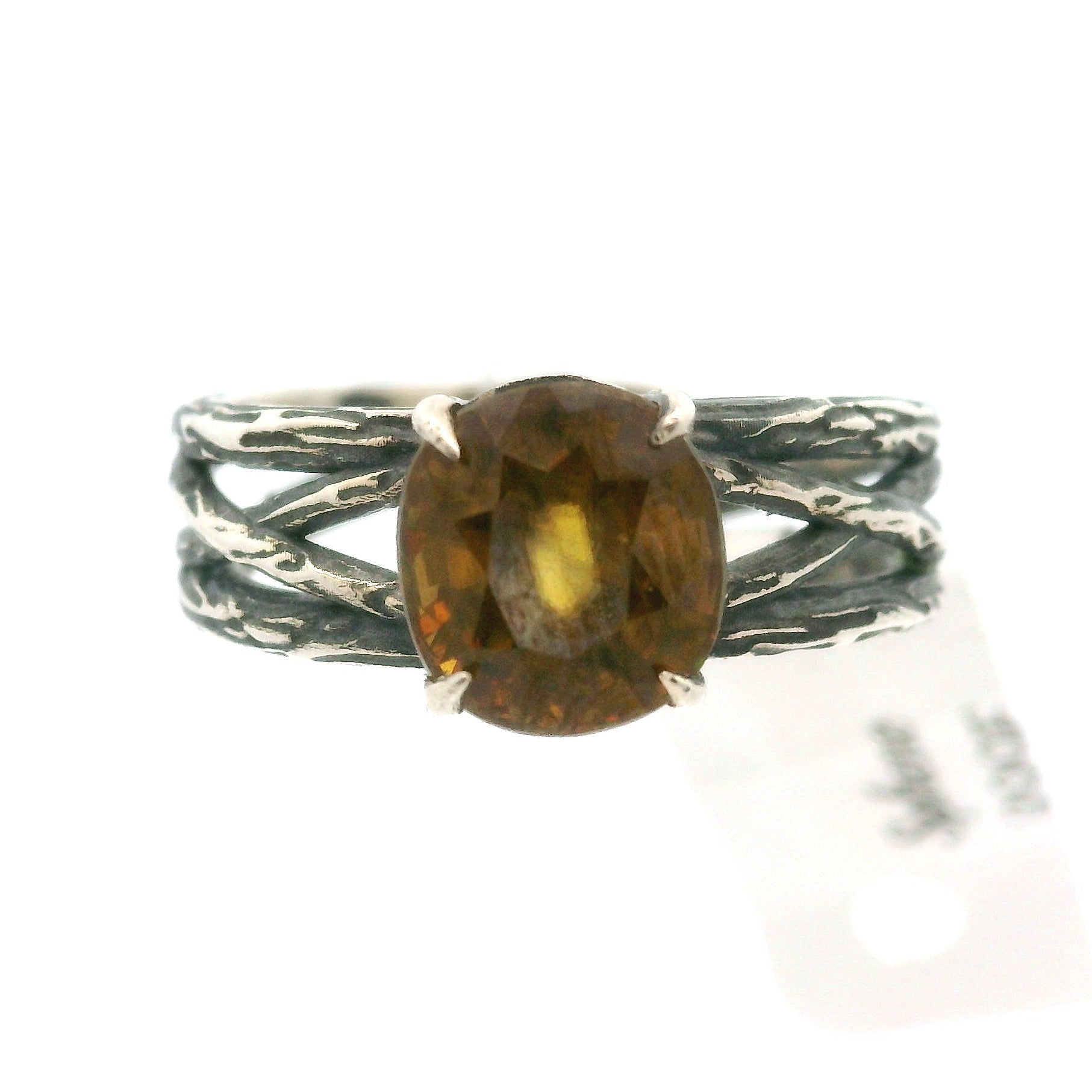 Sphene Bad Witch Cuff Ring .925 Silver for Revitalizing your Life Force Energy and Accelerates Manifestations