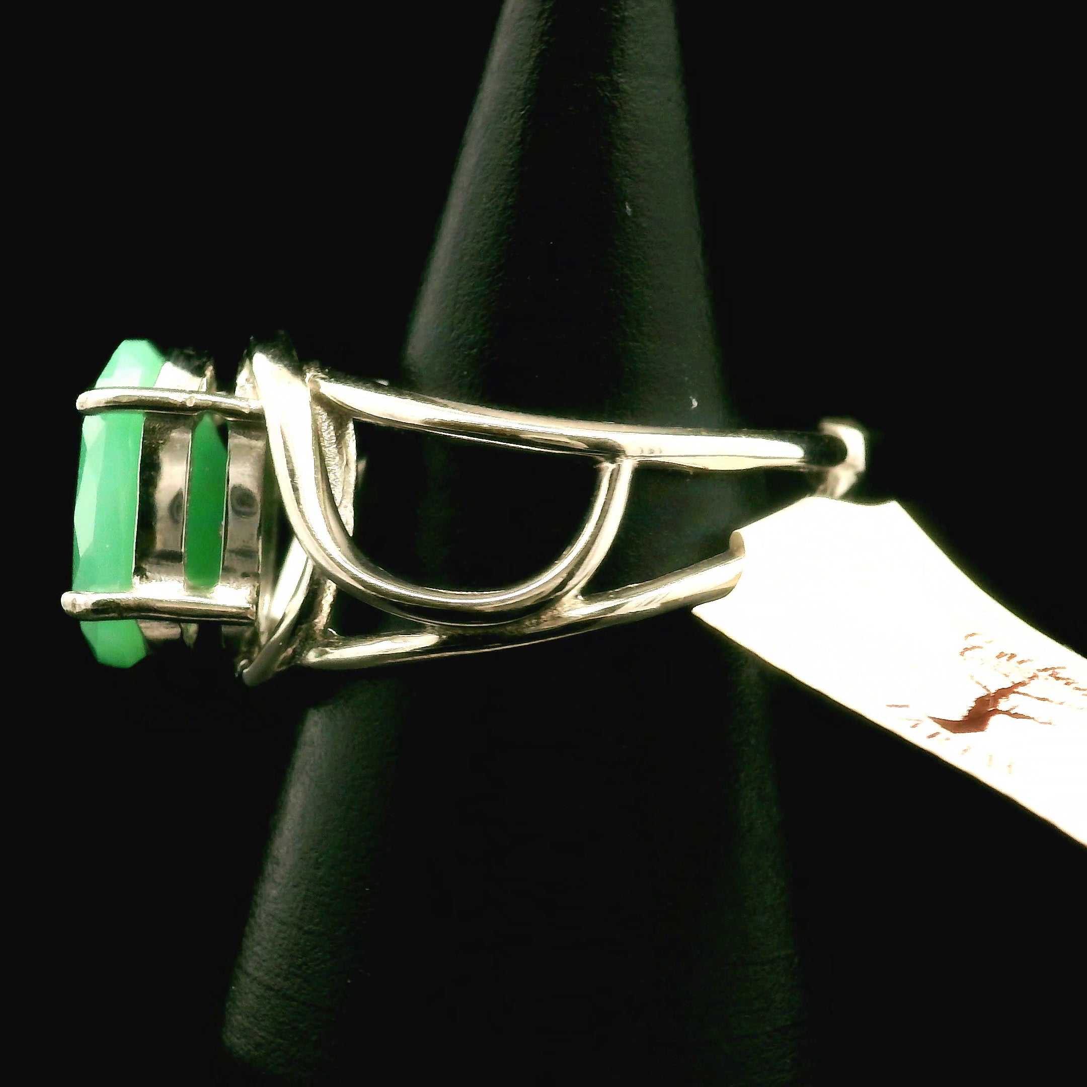 Chrysoprase Faceted Cuff Ring .925 Silver for Healing, Growth and Rebirth