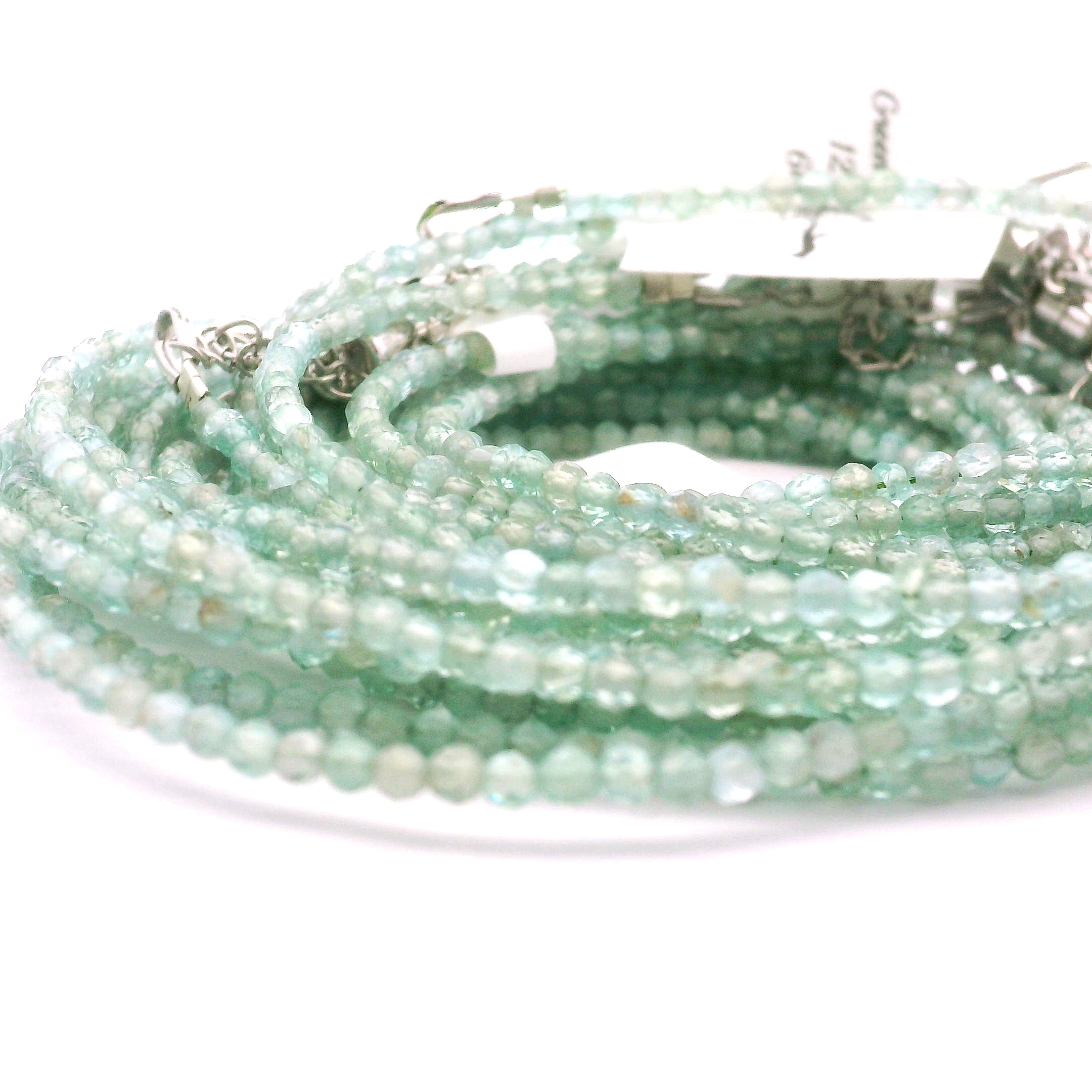 Green Apatite Micro Faceted Choker/Layering Necklace 925 Silver for Courage, Growth and Hope