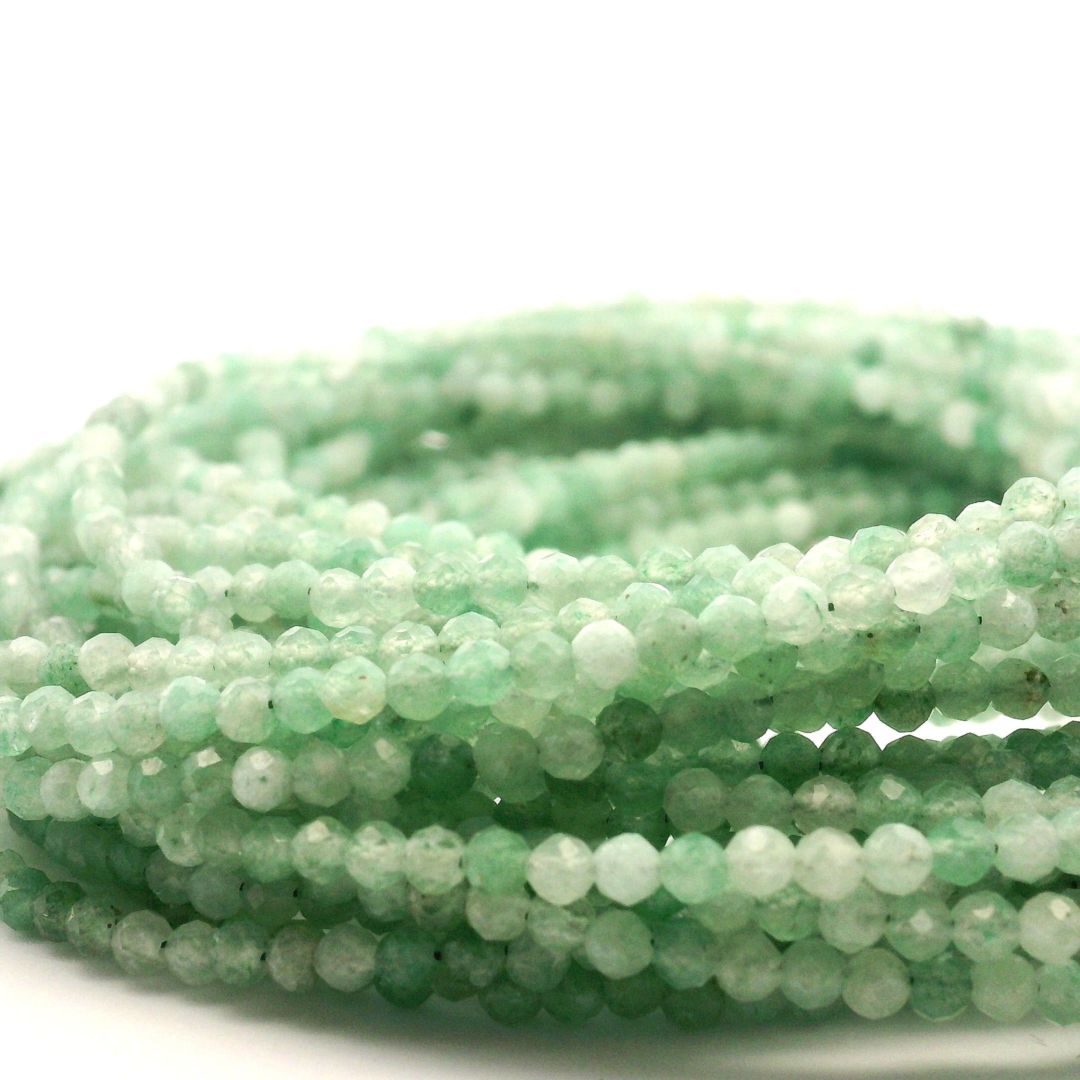 Green Aventurine Micro Faceted Choker/Layering Necklace 925 Silver for New Experiences and Peace