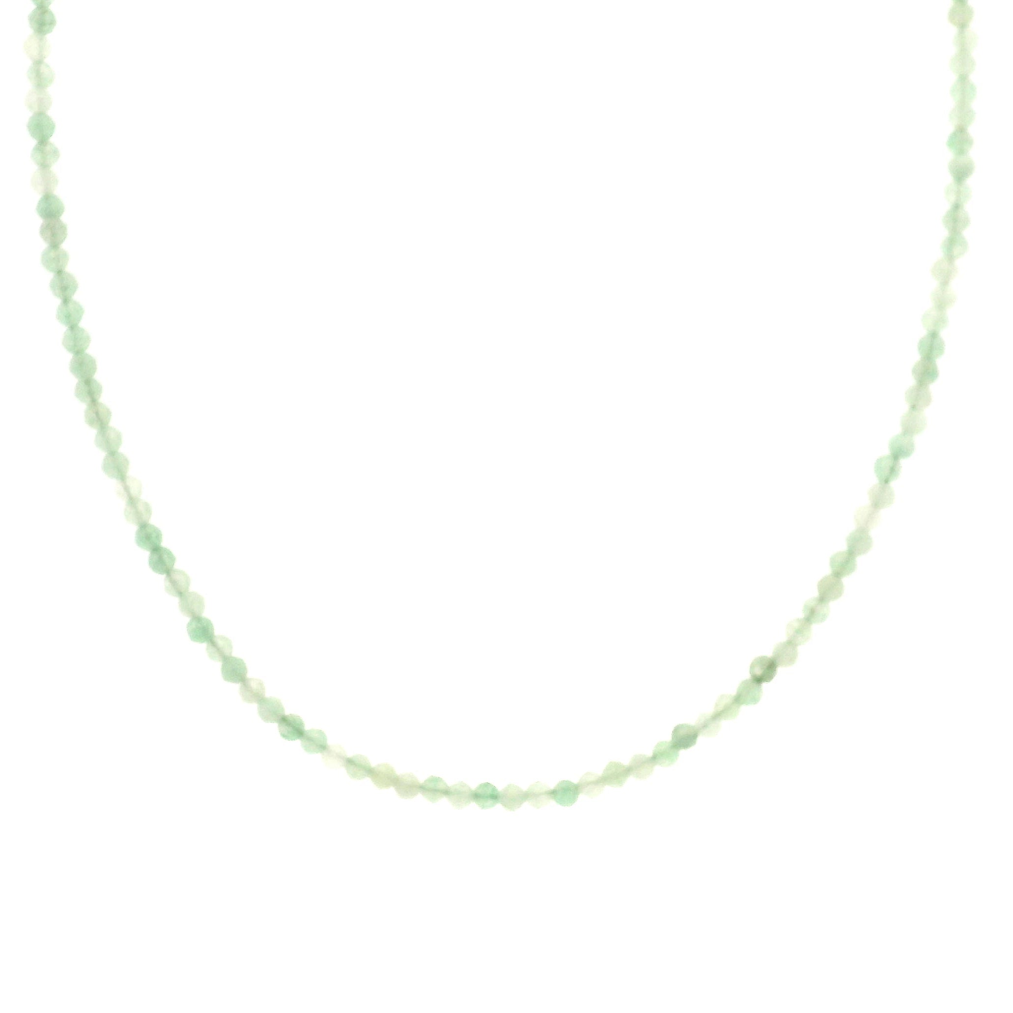 Green Aventurine Micro Faceted Choker/Layering Necklace 925 Silver for New Experiences and Peace